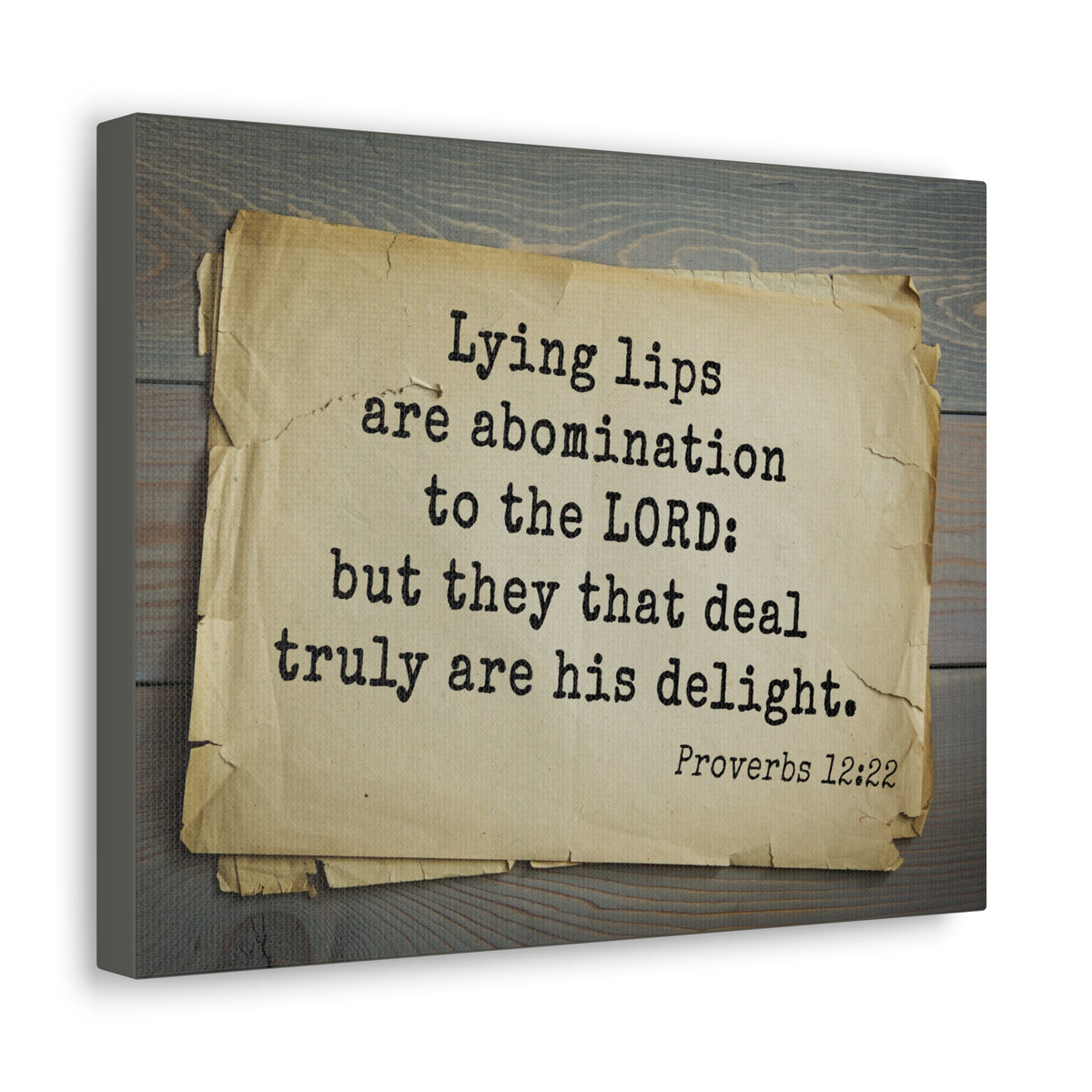 Scripture Canvas His Delight Proverbs 12:22 Christian Wall Art Bible Verse Print Ready to Hang-Express Your Love Gifts