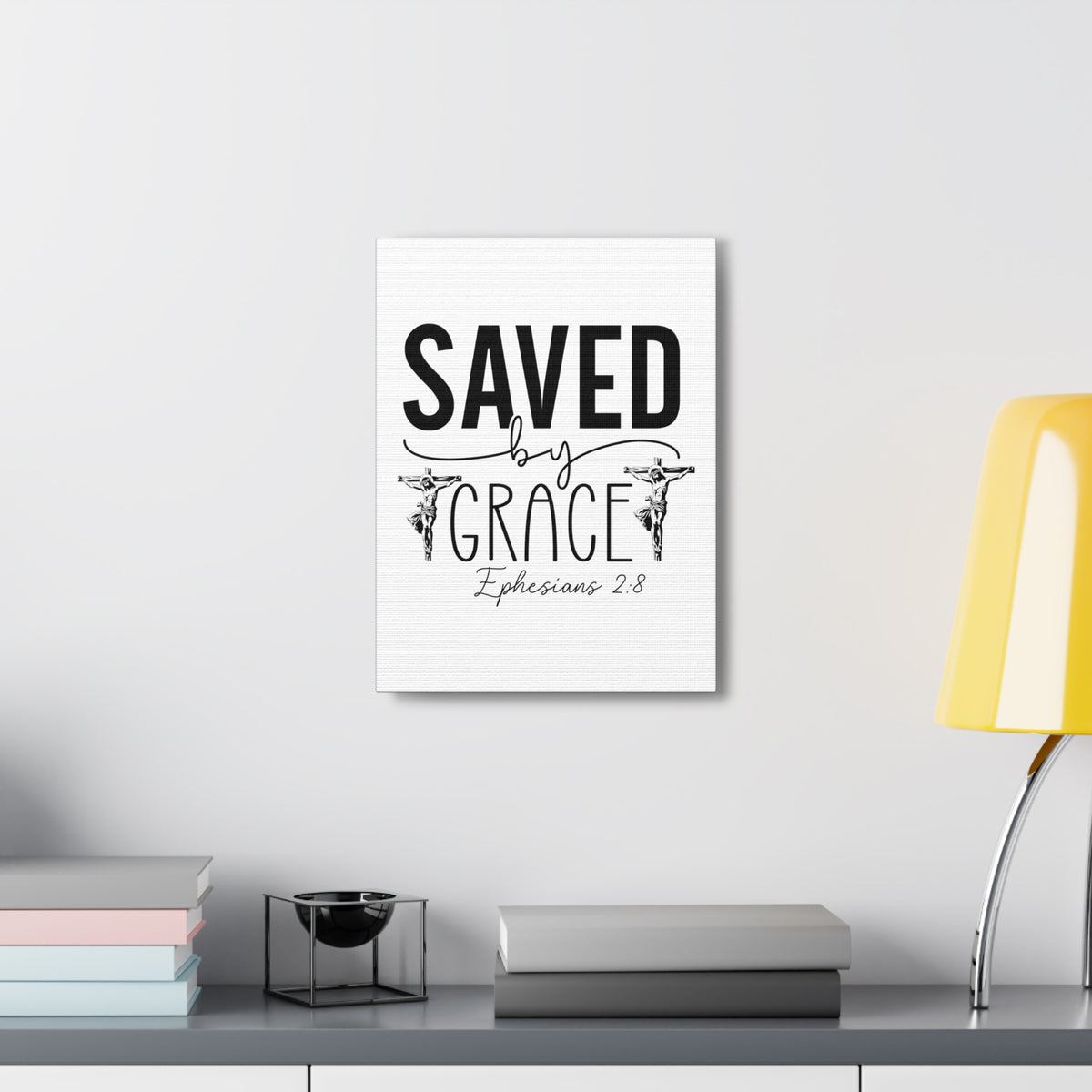 Scripture Walls Ephesian 2:8 Saved By Grace Bible Verse Canvas Christian Wall Art Ready to Hang Unframed-Express Your Love Gifts