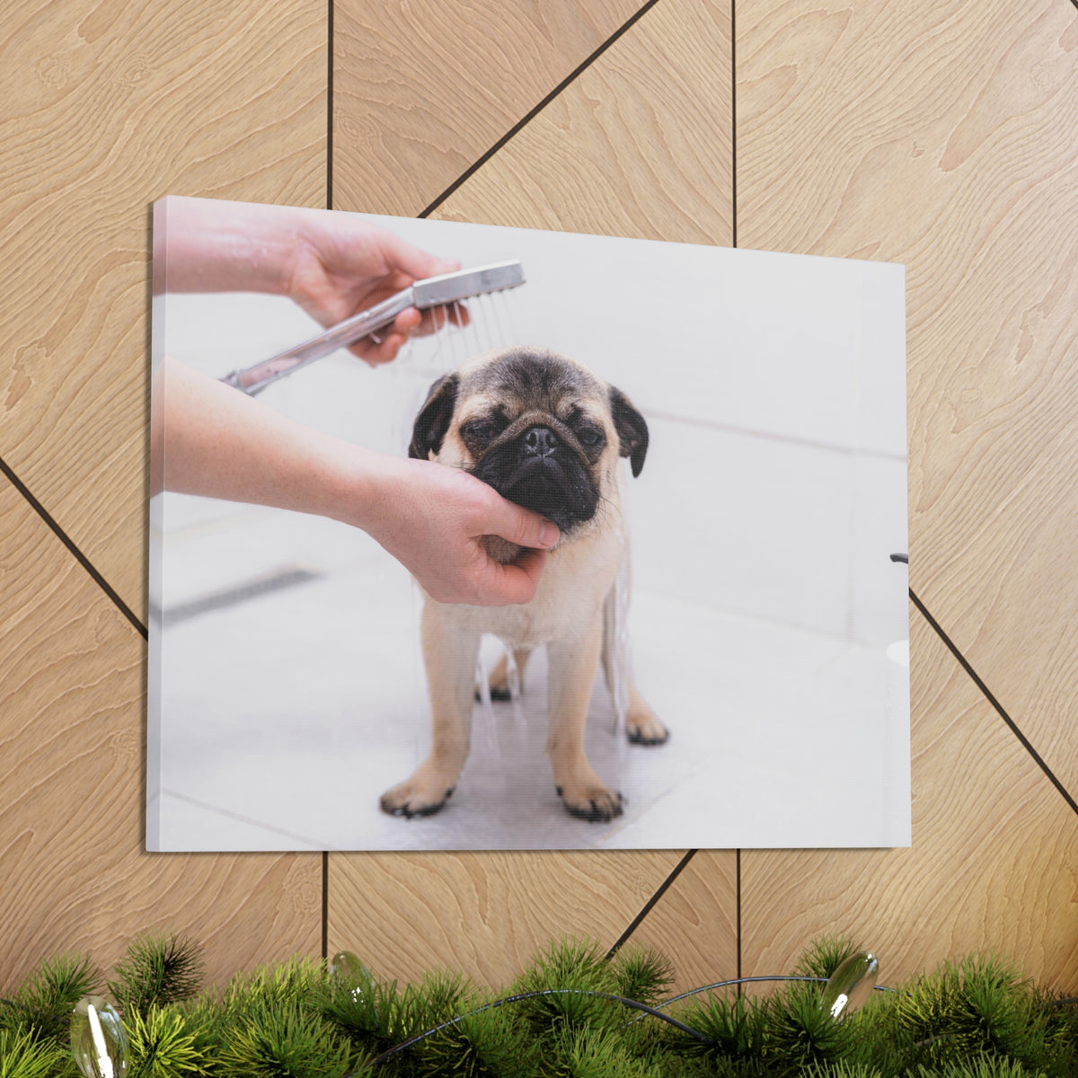 Cute Pug Bathee Canvas Wall Art for Home Decor Ready-to-Hang-Express Your Love Gifts