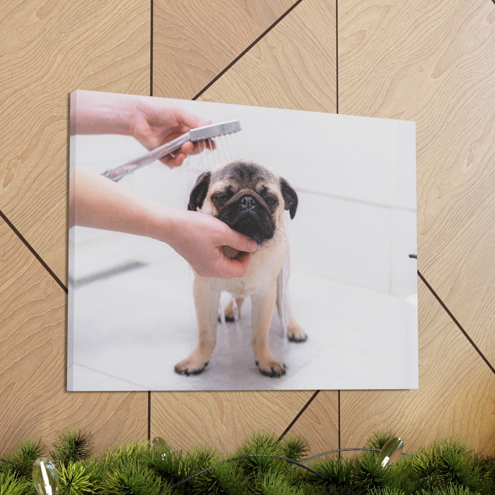 Cute Pug Bathee Canvas Wall Art for Home Decor Ready-to-Hang-Express Your Love Gifts