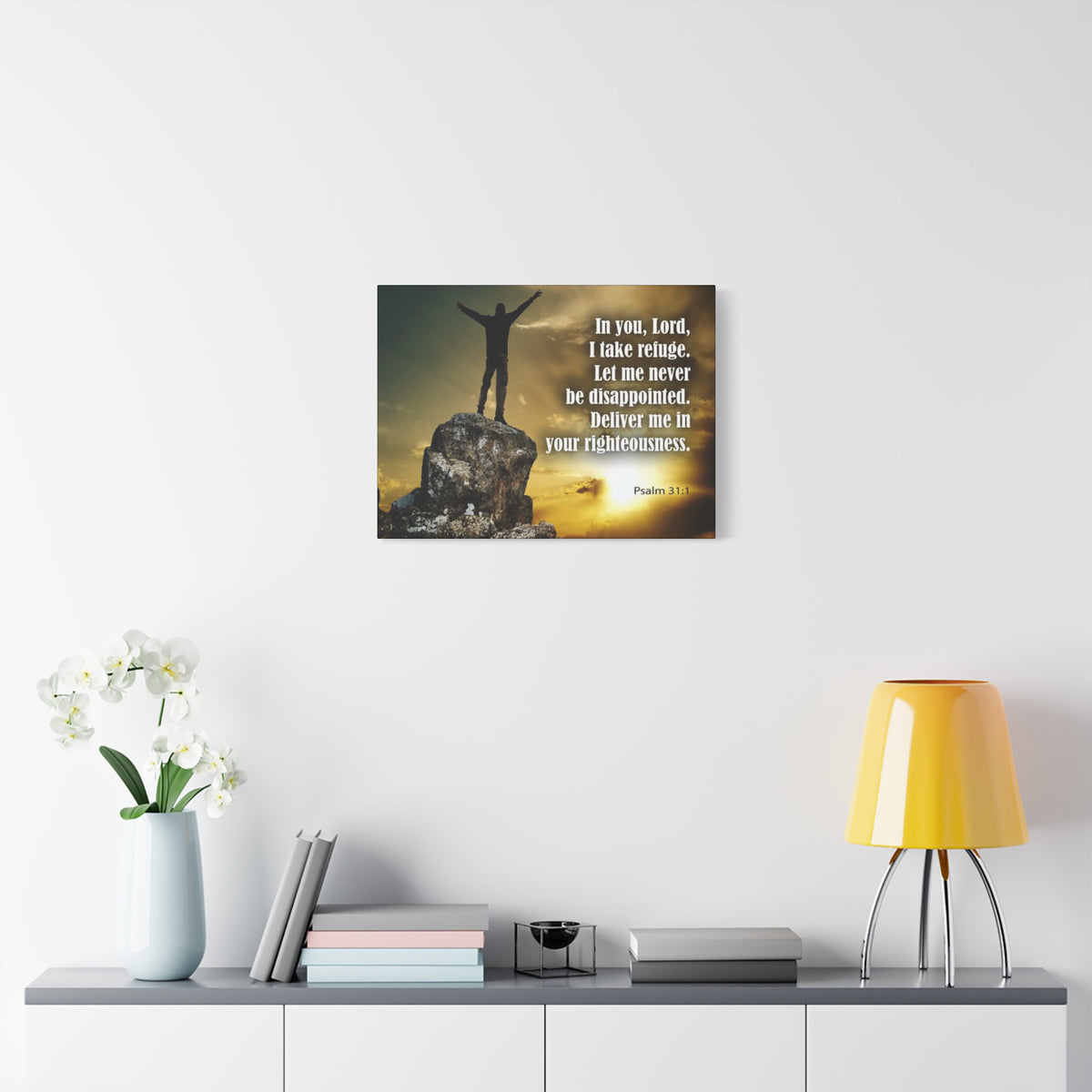 Scripture Canvas Never Be Disappointed Psalm 31:1 Christian Wall Art Bible Verse Print Ready to Hang-Express Your Love Gifts