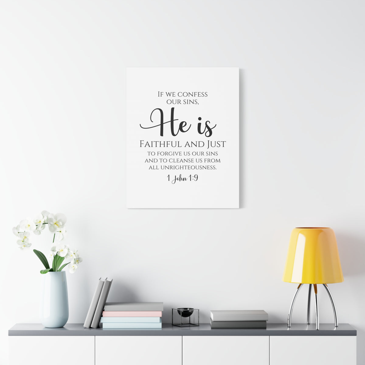 Scripture Walls 1 John 1:9 Faithful and Just Bible Verse Canvas Christian Wall Art Ready to Hang Unframed-Express Your Love Gifts
