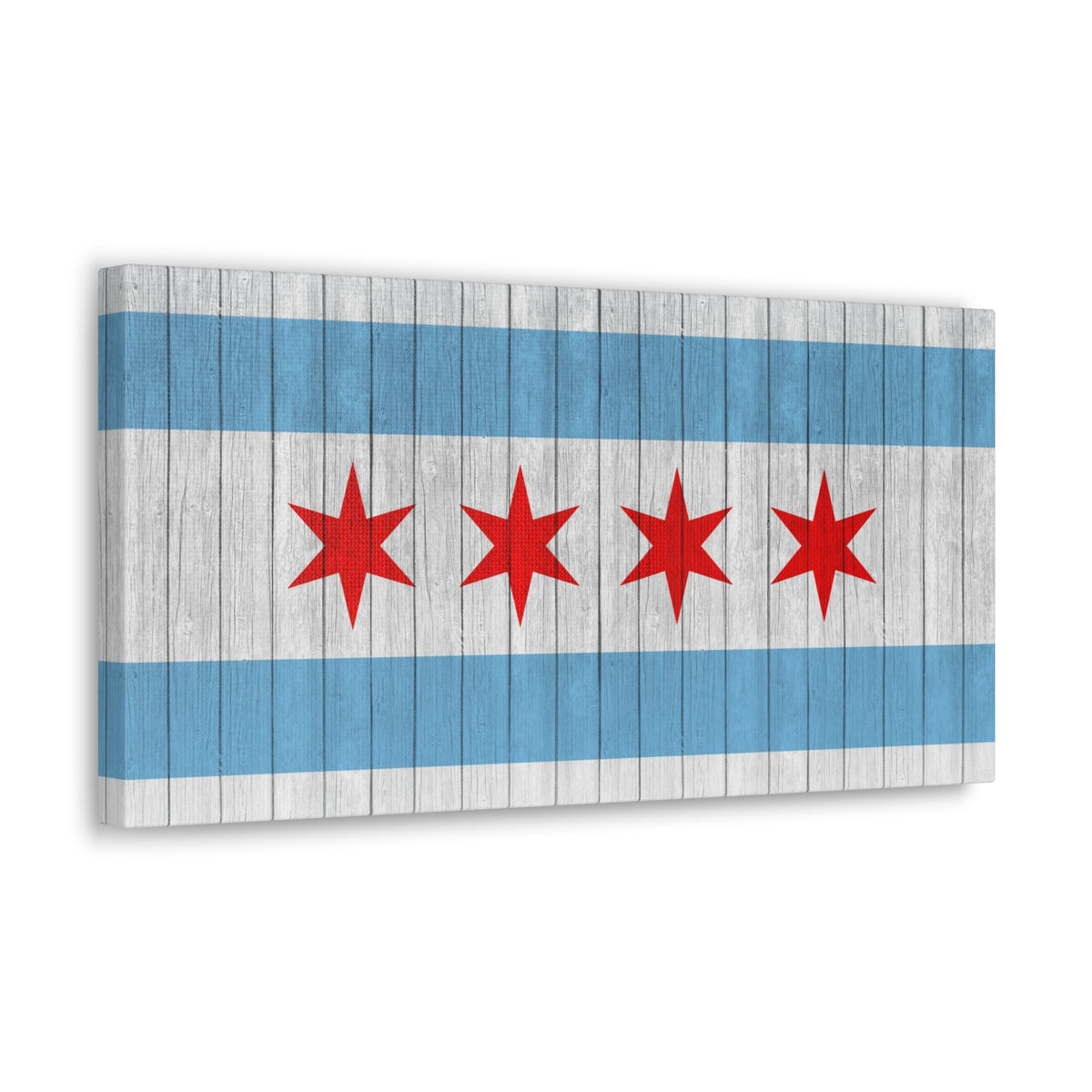 Chicago Flag On Wood Texture Canvas Wall Art for Home Decor Ready-to-Hang-Express Your Love Gifts