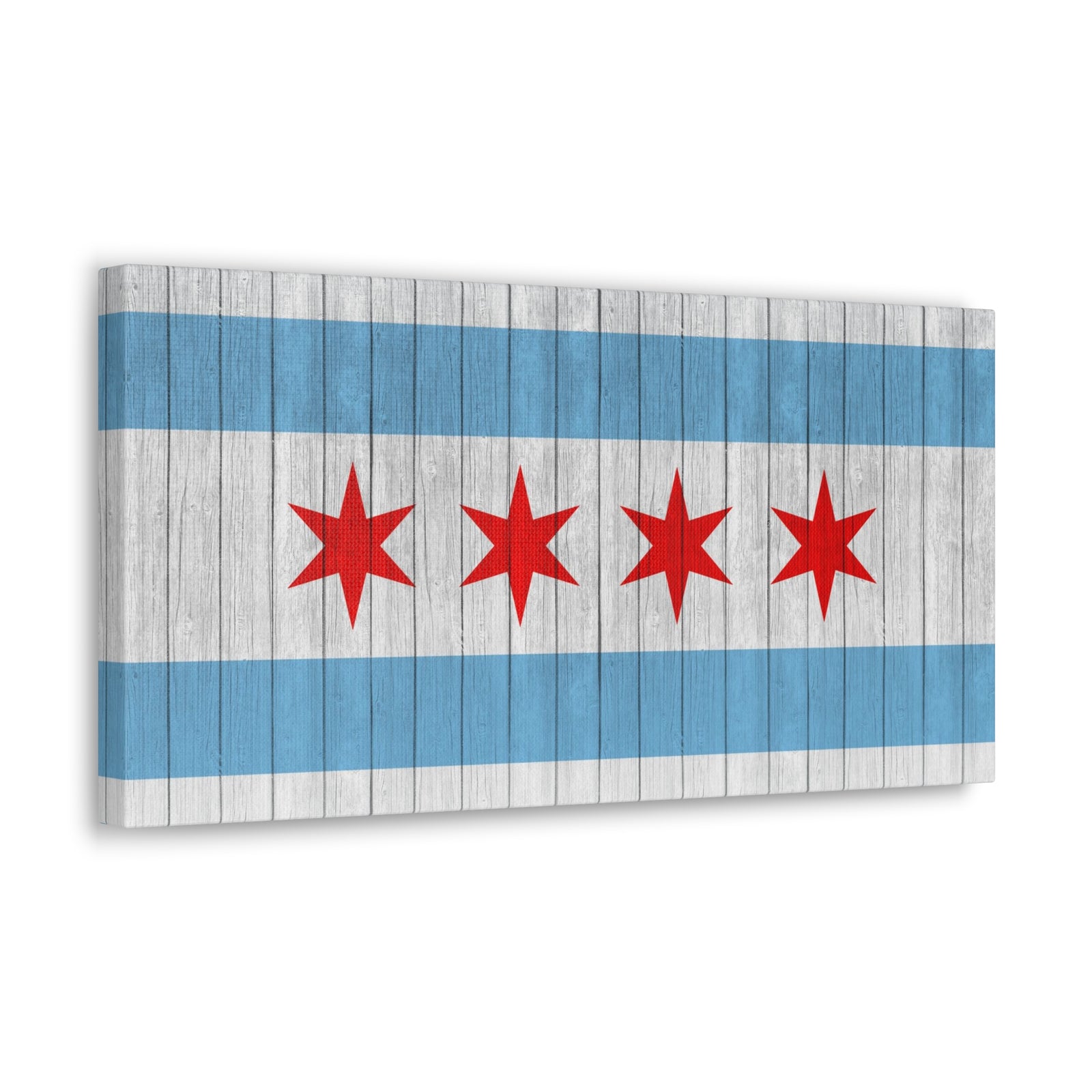 Chicago Flag On Wood Texture Canvas Wall Art for Home Decor Ready-to-Hang-Express Your Love Gifts