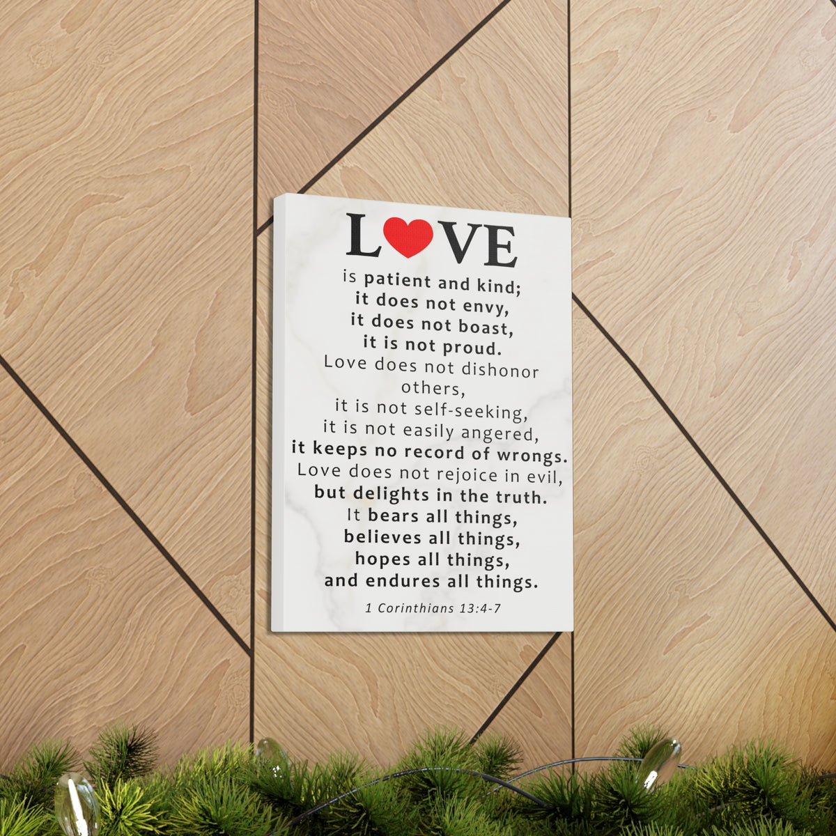Scripture Walls Love Is Red Heart 1 Corinthians 13:4-7 Bible Verse Canvas Christian Wall Art Ready to Hang Unframed-Express Your Love Gifts