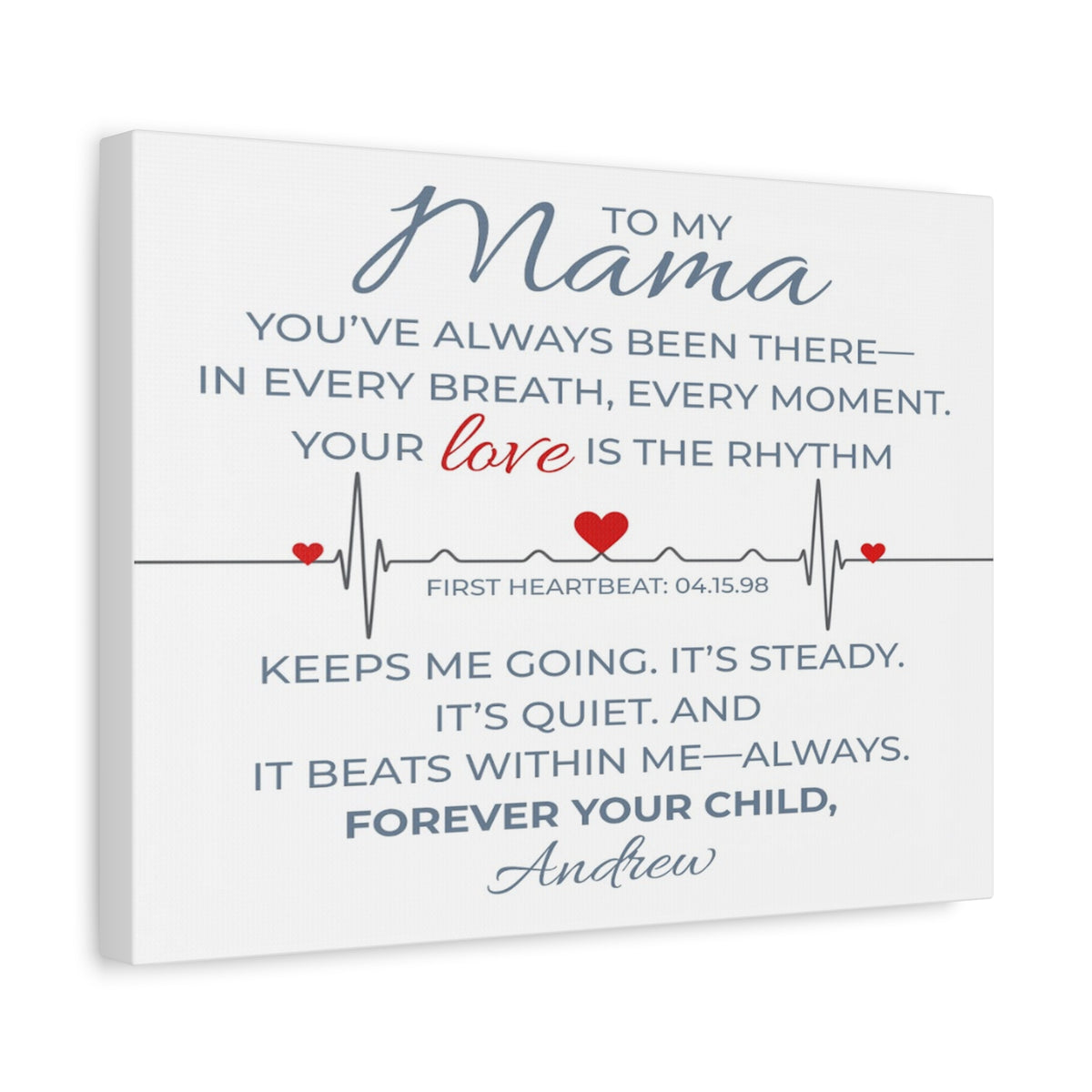Personalized To Mom I Carry Your Love in Every Beat Custom Canvas Wall Art-Express Your Love Gifts