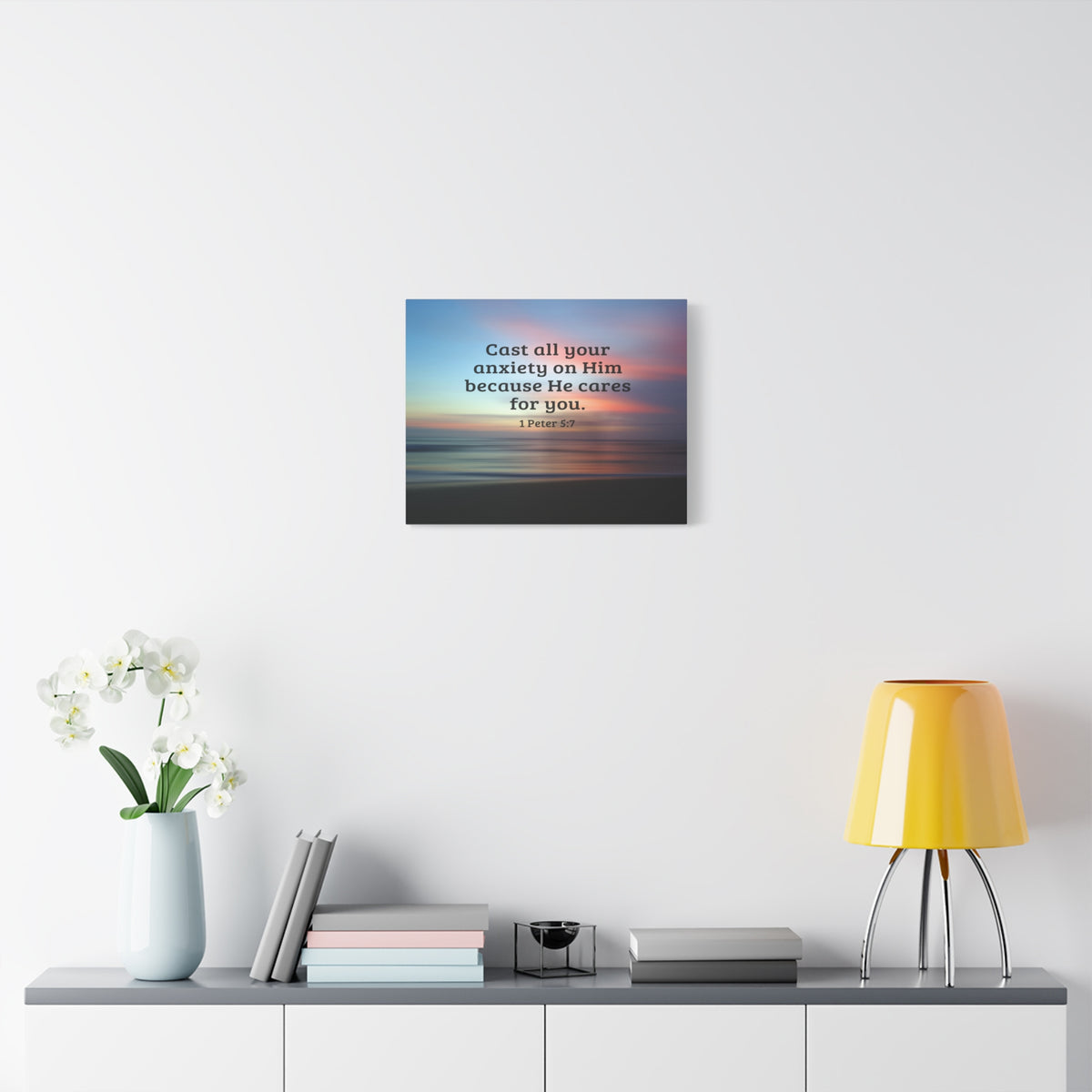Scripture Walls He Cares For You 1 Peter 5:7 Bible Verse Canvas Christian Wall Art Ready to Hang-Express Your Love Gifts