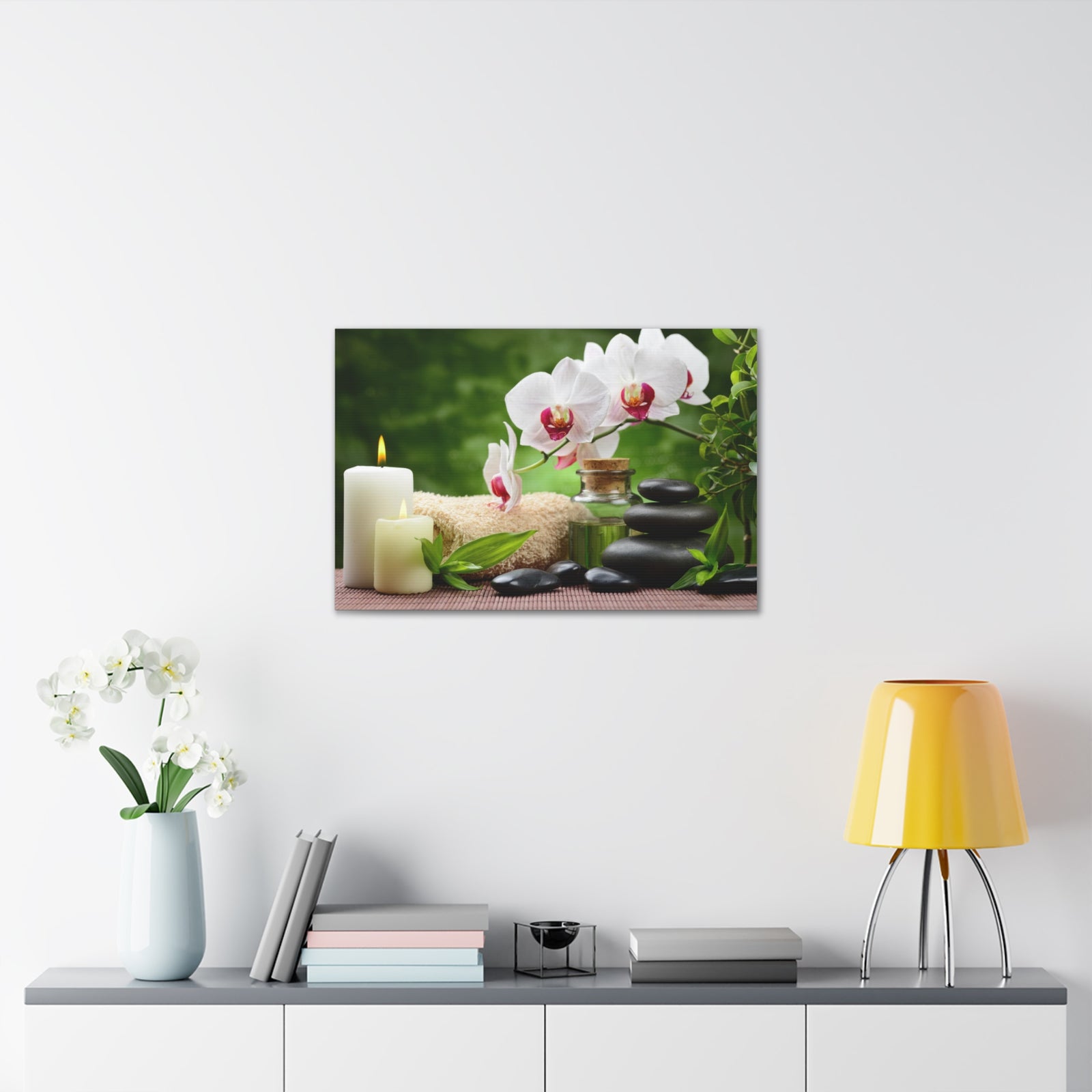 Orchid Flower and Stone Forest Floral Nature Photography Canvas Wall Art for Home Decor Ready-to-Hang-Express Your Love Gifts