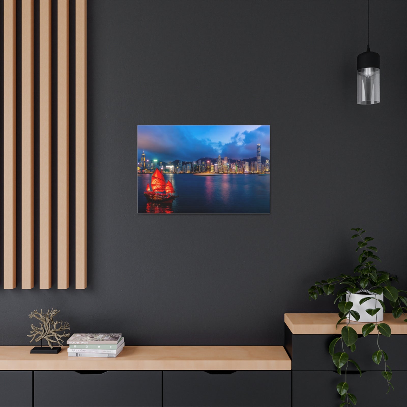 Hong Kong Night Skyline Canvas Artwork High-Quality Breathtaking Stunning Cityscape for Home Decor Ready to Hang-Express Your Love Gifts