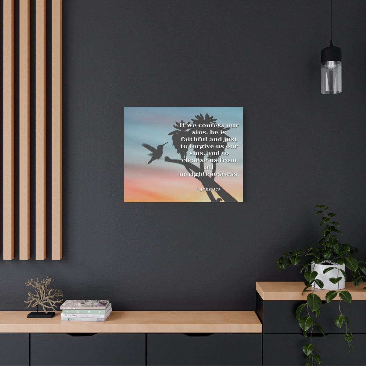 Scripture Canvas Forgive Us 1 John 1:9 Christian Wall Art Bible Verse Print Ready to Hang-Express Your Love Gifts