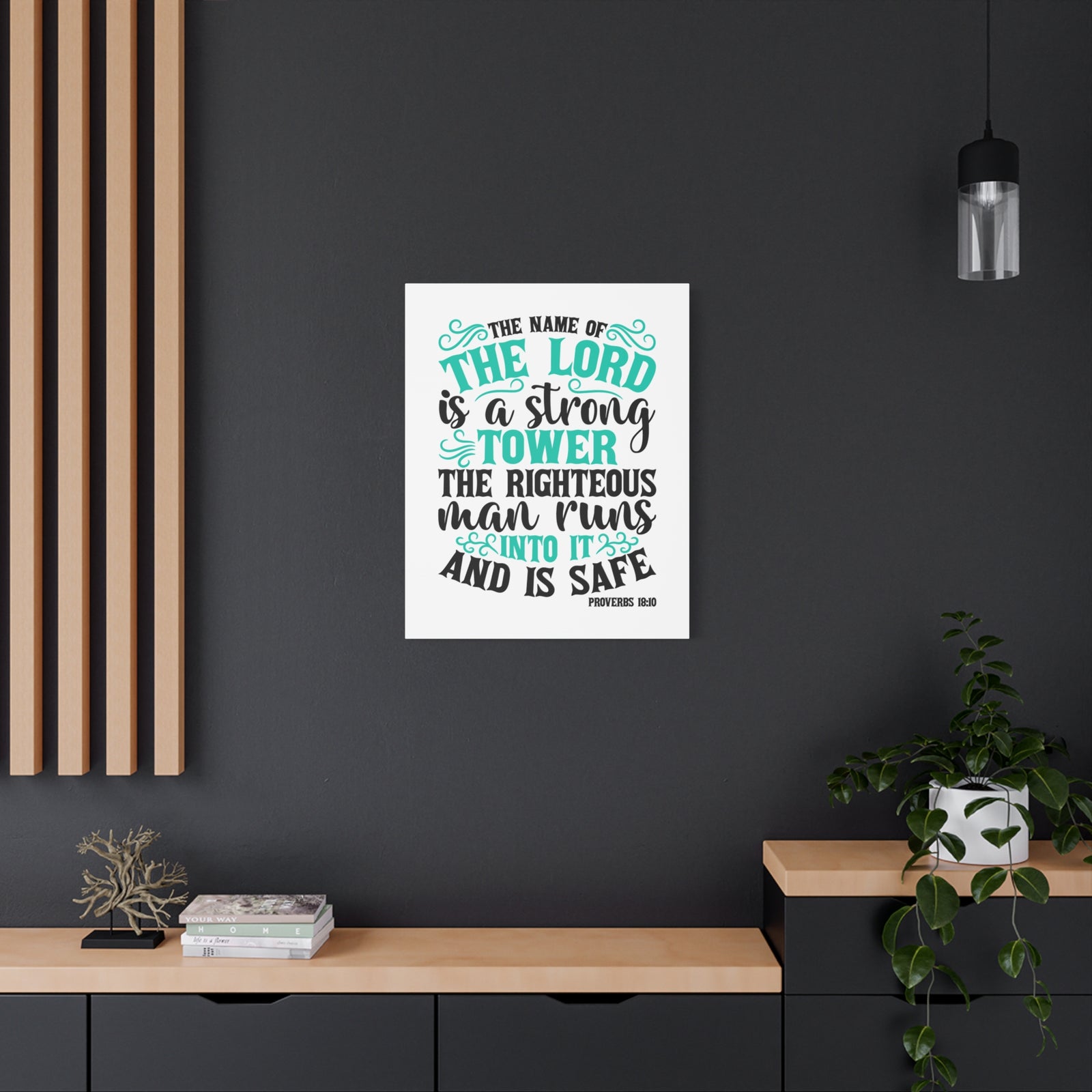 Scripture Canvas The Lord Is A Strong Tower Proverbs 18:10 Christian Wall Art Bible Verse Print Ready to Hang-Express Your Love Gifts