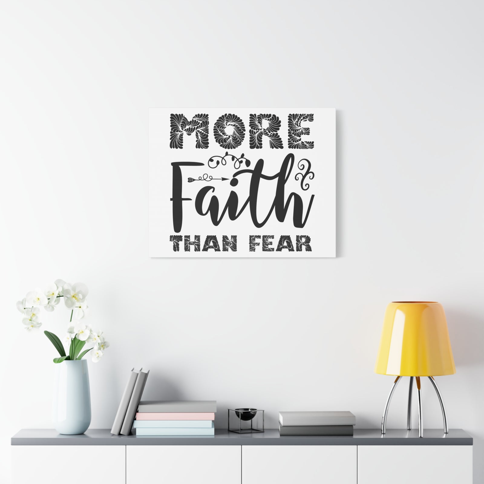 Scripture Canvas Faith Than Fear Psalm 27:1 Christian Wall Art Print Ready to Hang-Express Your Love Gifts