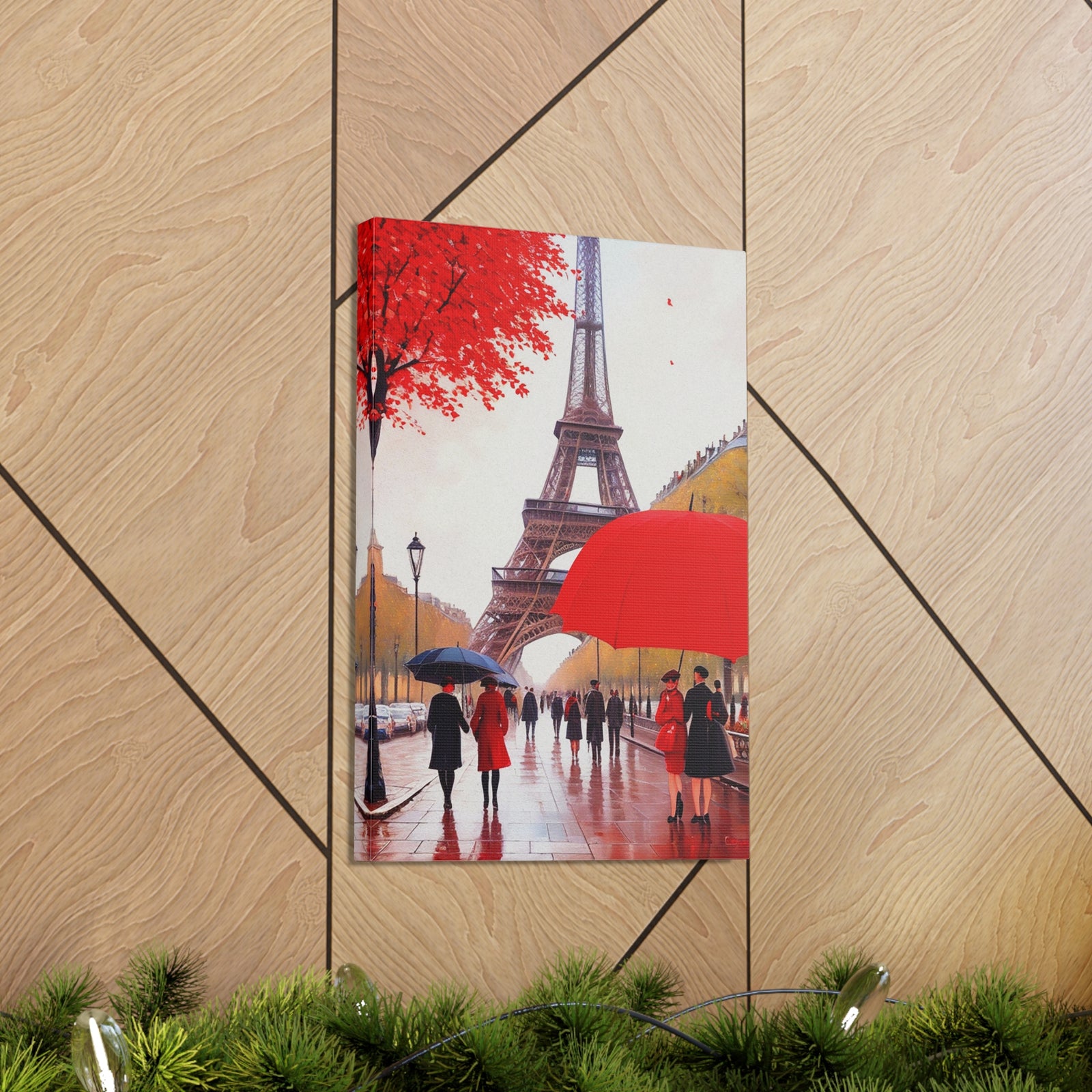 Eiffel Tower Big Red Umbrella Paris France Canvas Artwork High-Quality Breathtaking French City for Home Decor Ready to Hang-Express Your Love Gifts