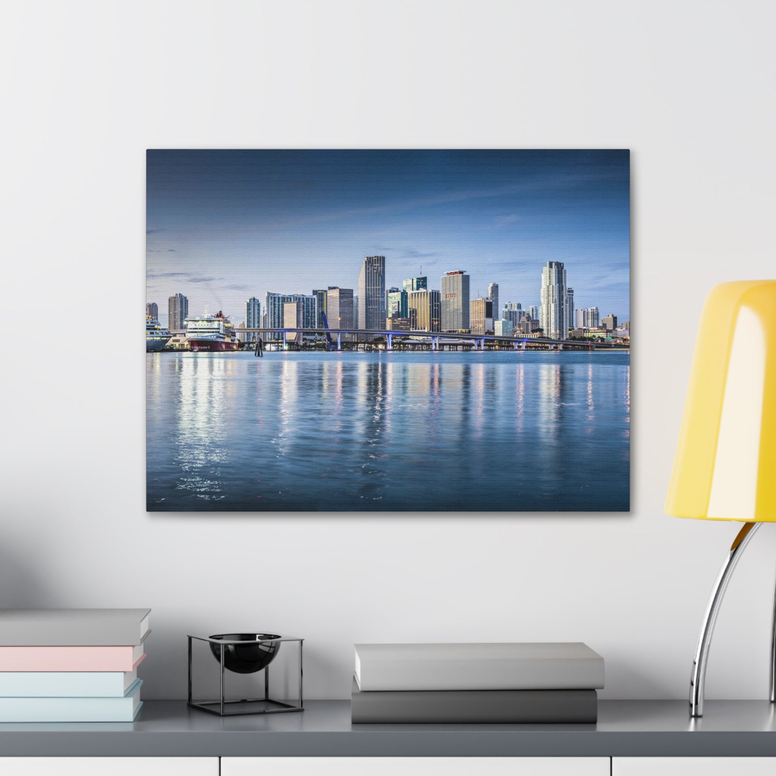 Miami Daytime Skyline Canvas Artwork High-Quality Breathtaking Stunning Cityscape for Home Decor Ready to Hang-Express Your Love Gifts