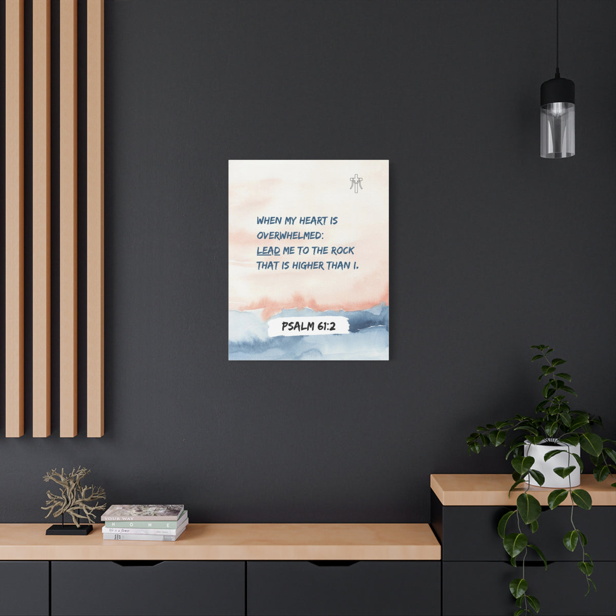 Scripture Walls Psalm 61:2 Lead Me to the Rock Bible Verse Canvas Christian Wall Art Ready to Hang Unframed-Express Your Love Gifts