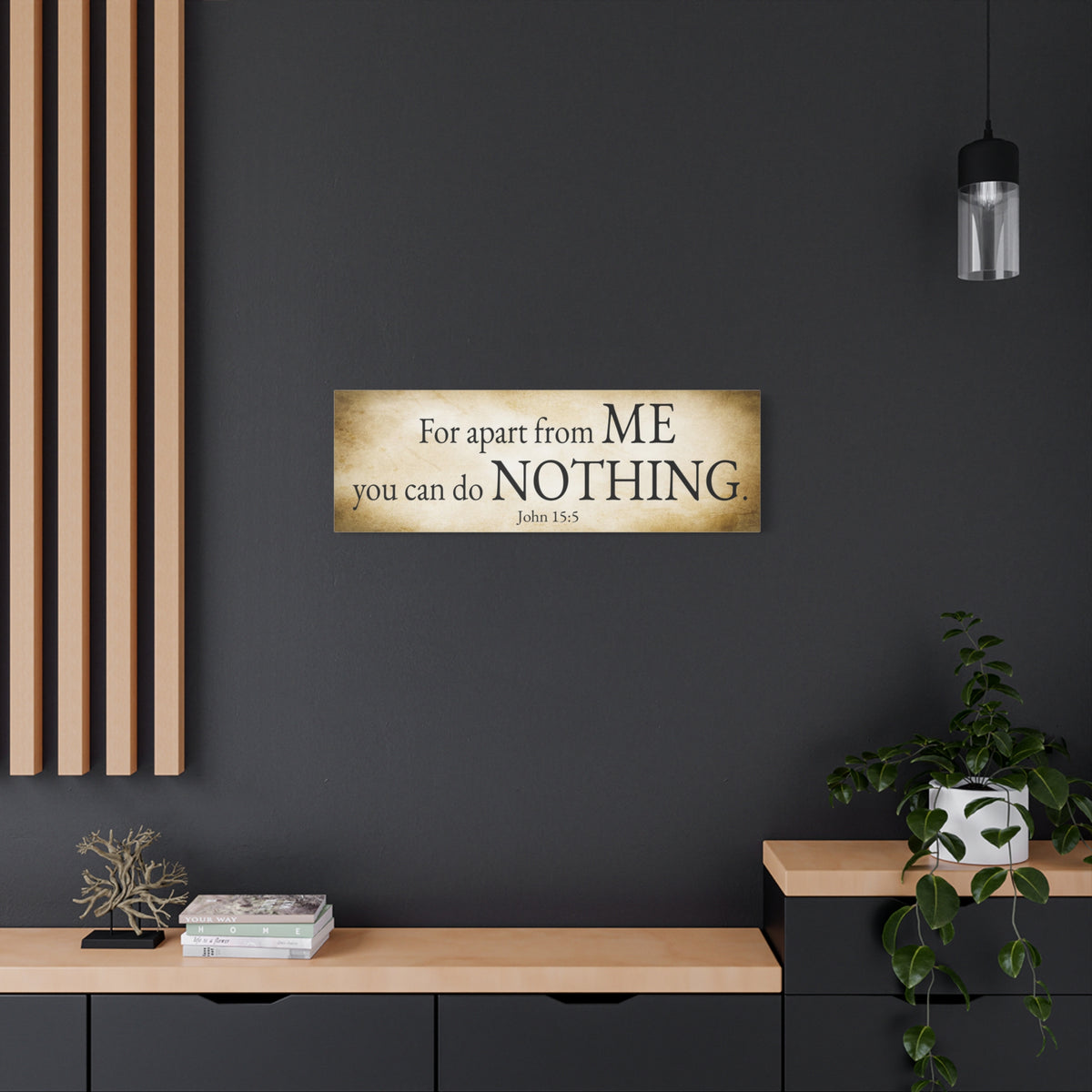 Scripture Walls John 15:5 For apart from me you can do nothing Gold Bible Verse Canvas Christian Wall Art Ready to Hang Unframed-Express Your Love Gifts