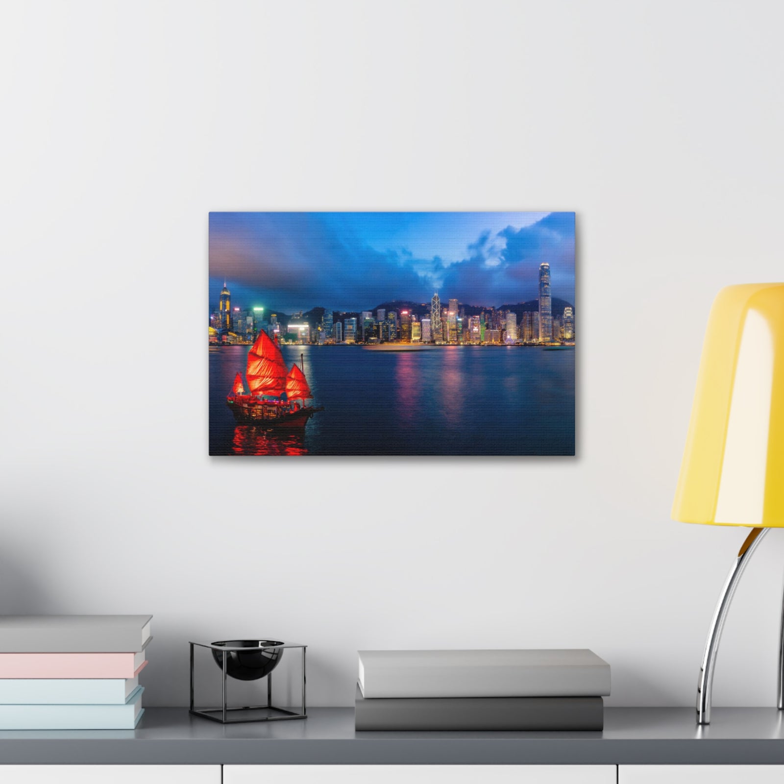Hong Kong Night Skyline Canvas Artwork High-Quality Breathtaking Stunning Cityscape for Home Decor Ready to Hang-Express Your Love Gifts