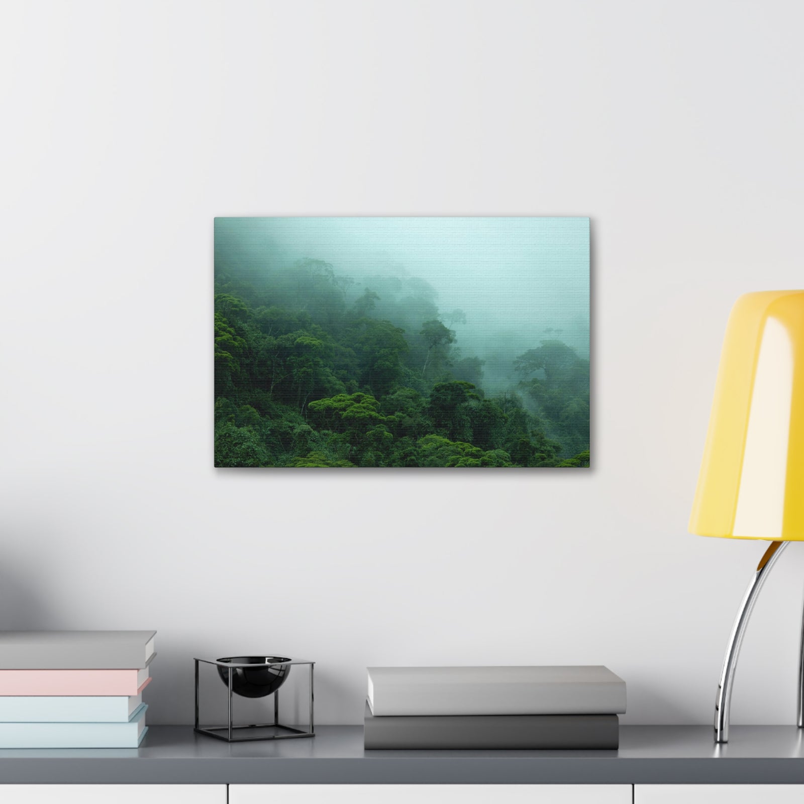 Dark Misty Forest Nature Wilderness Photography Canvas Wall Art for Home Decor Ready-to-Hang-Express Your Love Gifts