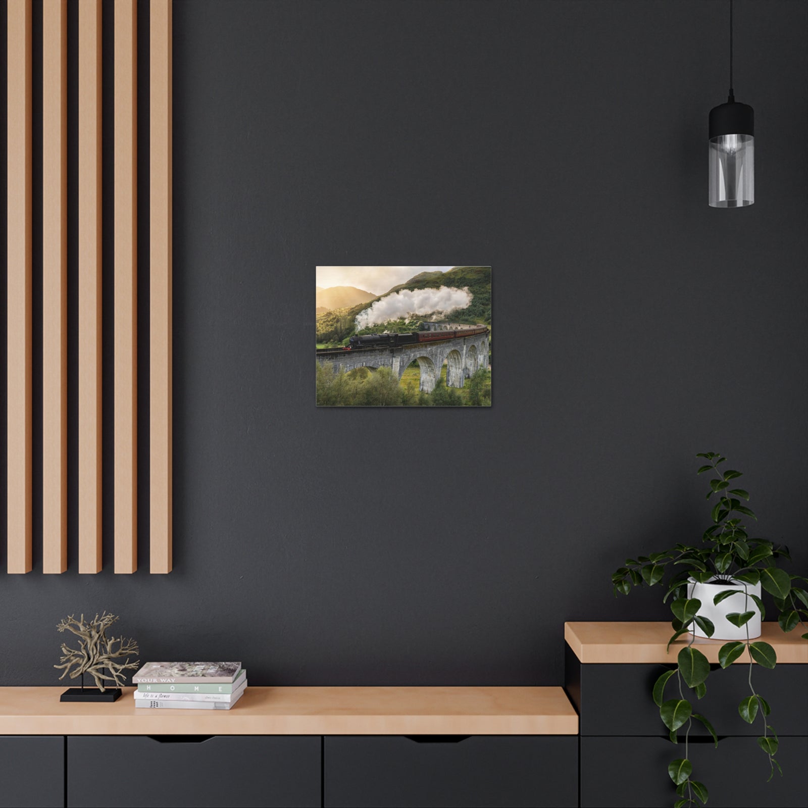 Steam Train Running On Scottish Highlands Modern Multicolor Scenic Nature Photography Canvas Home Office Decor Ready to Hang-Express Your Love Gifts