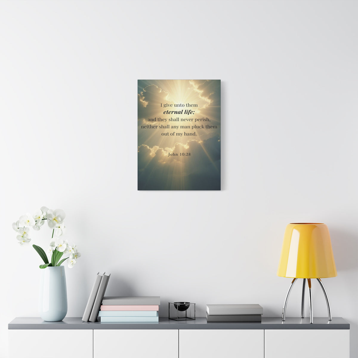 Scripture Walls John 10:28 Eternal Assurance Bible Verse Canvas Christian Wall Art Ready to Hang Unframed-Express Your Love Gifts