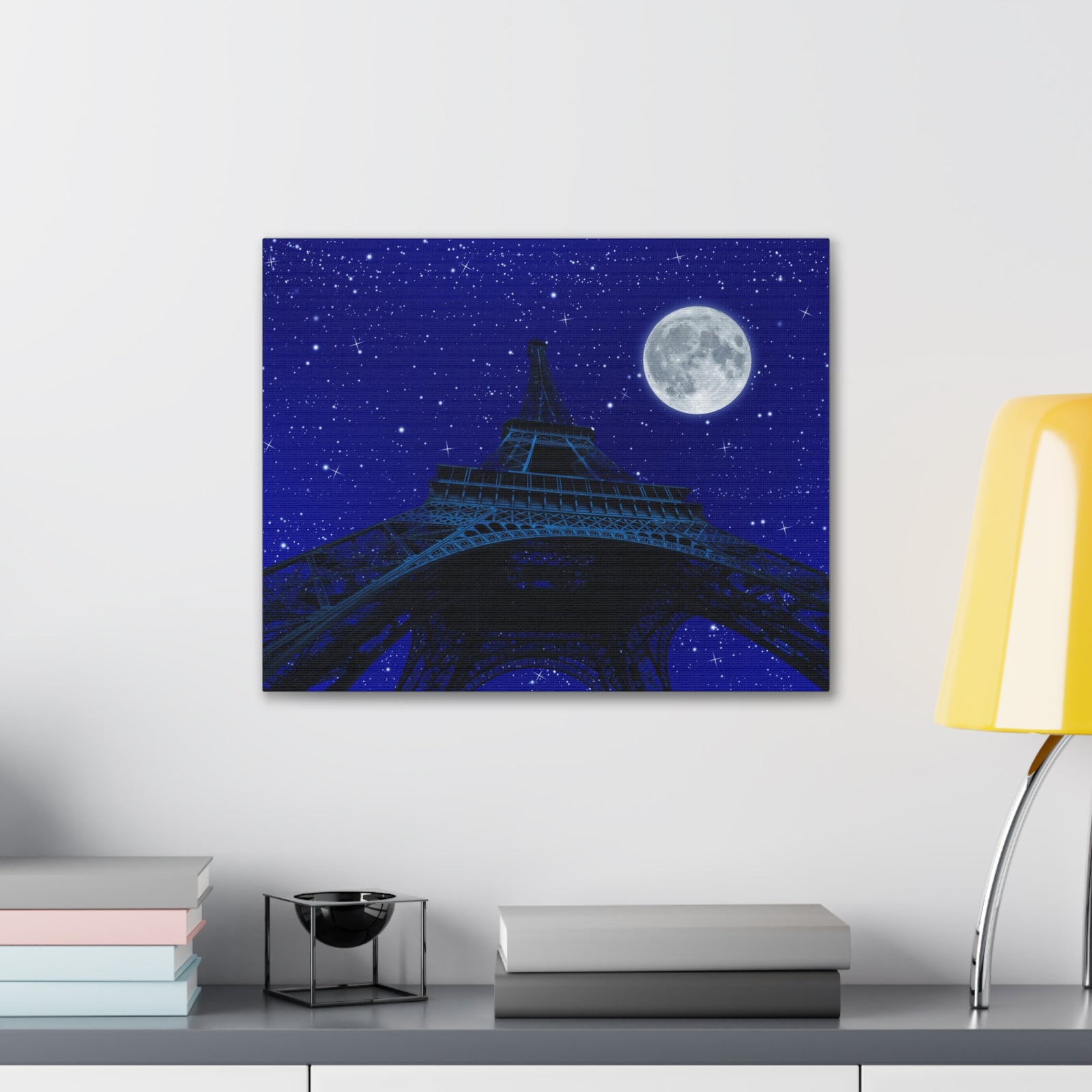 Paris Under Moonlight France Canvas Artwork High-Quality Breathtaking French City for Home Decor Ready to Hang-Express Your Love Gifts