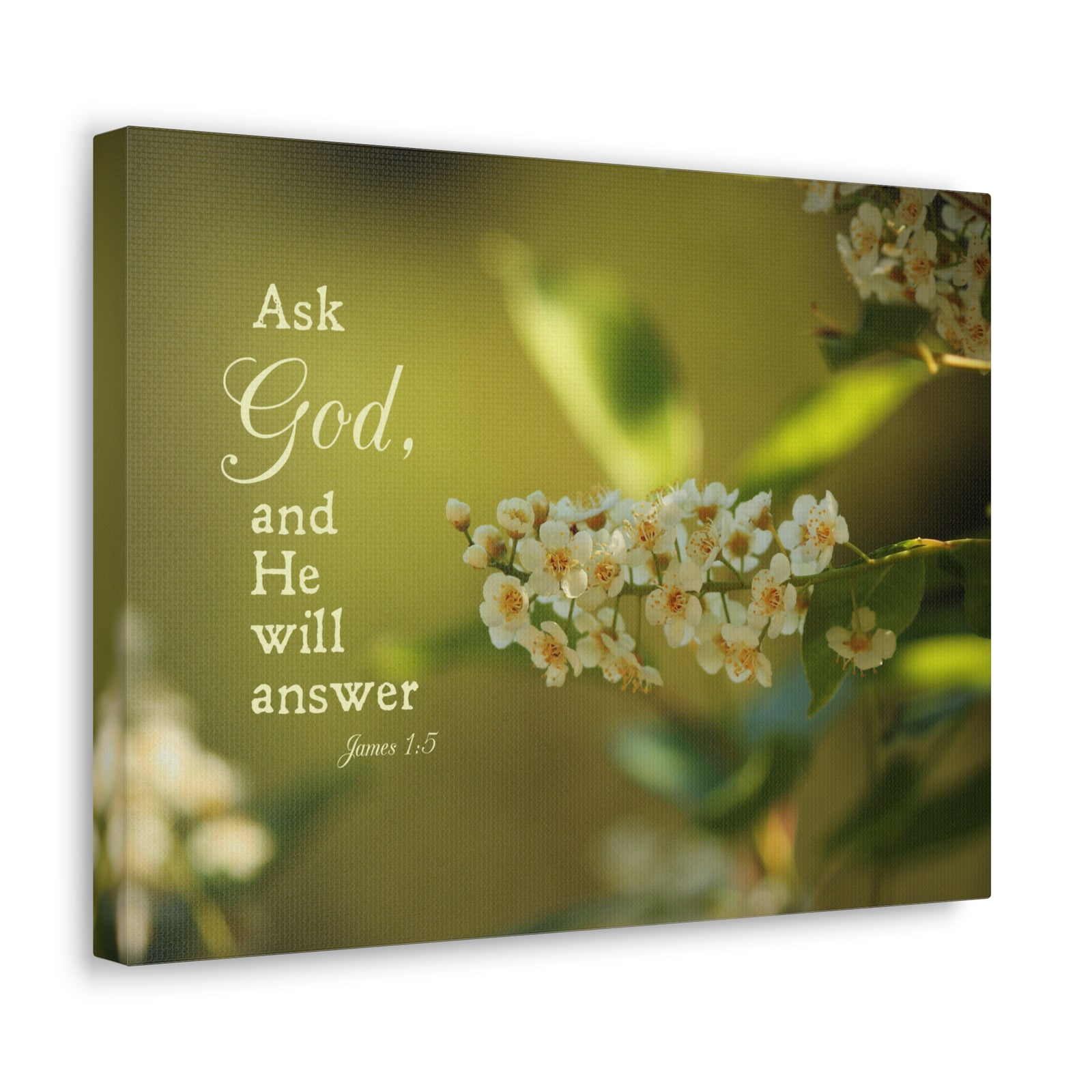 Scripture Canvas He Will Answer James 1:5 Christian Wall Art Bible Verse Print Ready to Hang-Express Your Love Gifts
