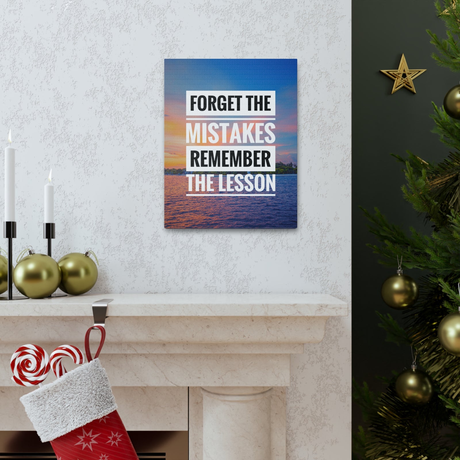 Inspirational Quote Canvas Forget The Mistakes Motivational Print Ready to Hang Artwork-Express Your Love Gifts