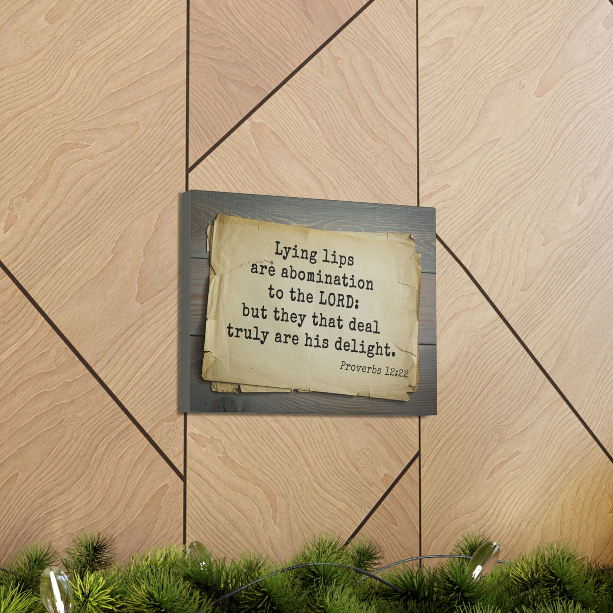 Scripture Canvas His Delight Proverbs 12:22 Christian Wall Art Bible Verse Print Ready to Hang-Express Your Love Gifts