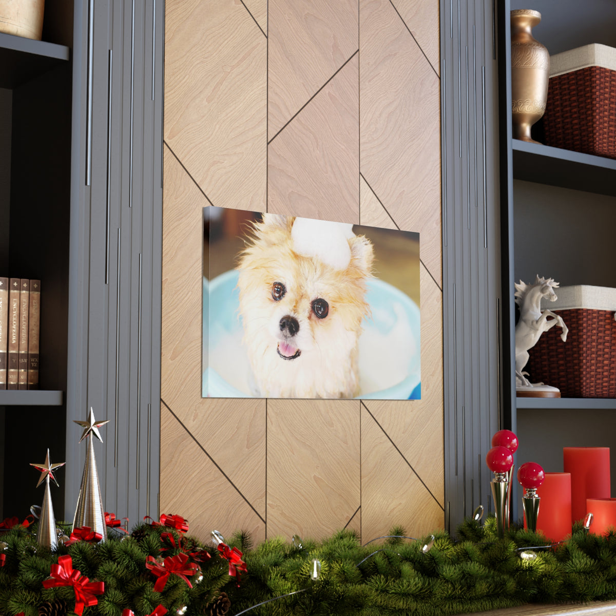 Cute Pomeranian Bathee Canvas Wall Art for Home Decor Ready-to-Hang-Express Your Love Gifts