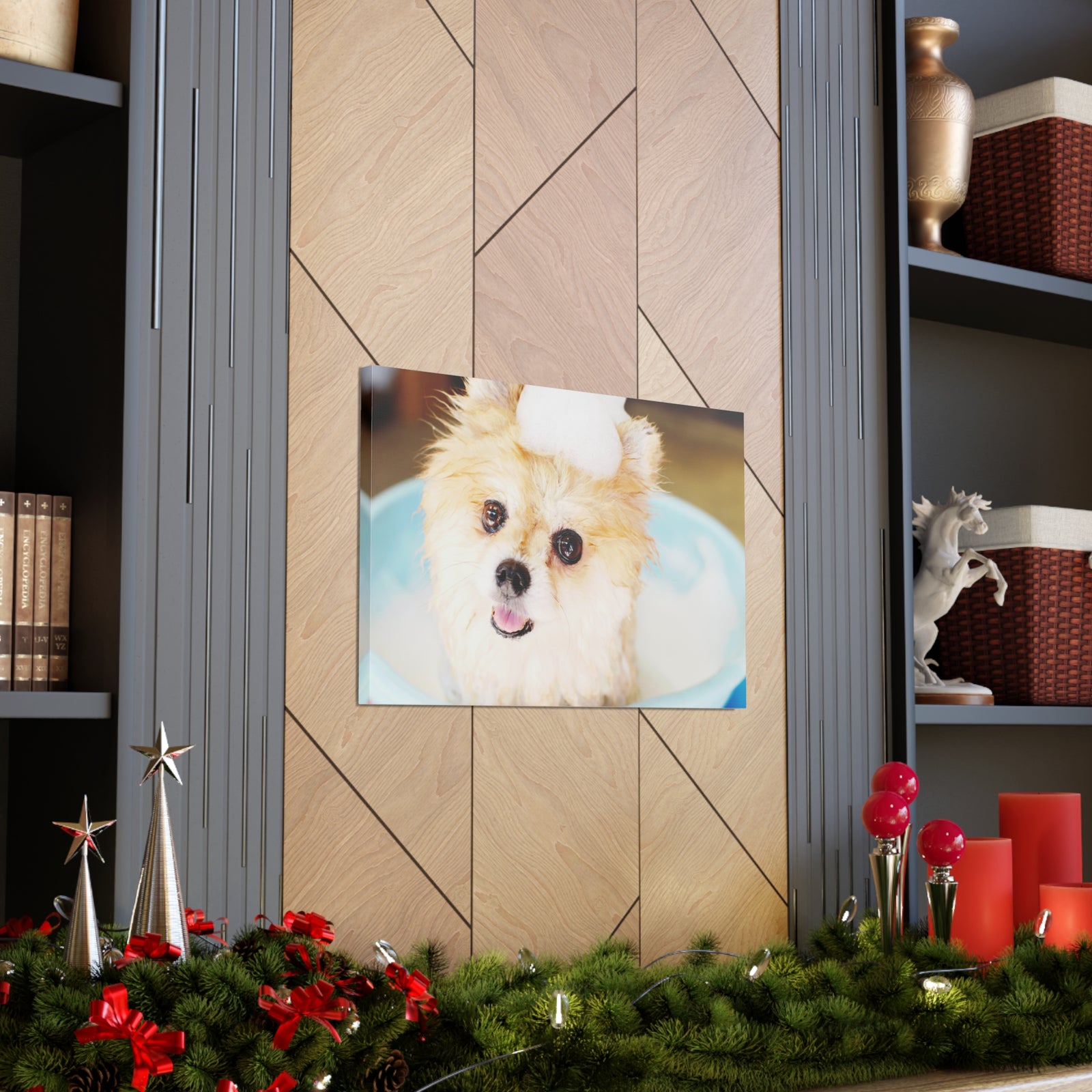Cute Pomeranian Bathee Canvas Wall Art for Home Decor Ready-to-Hang-Express Your Love Gifts