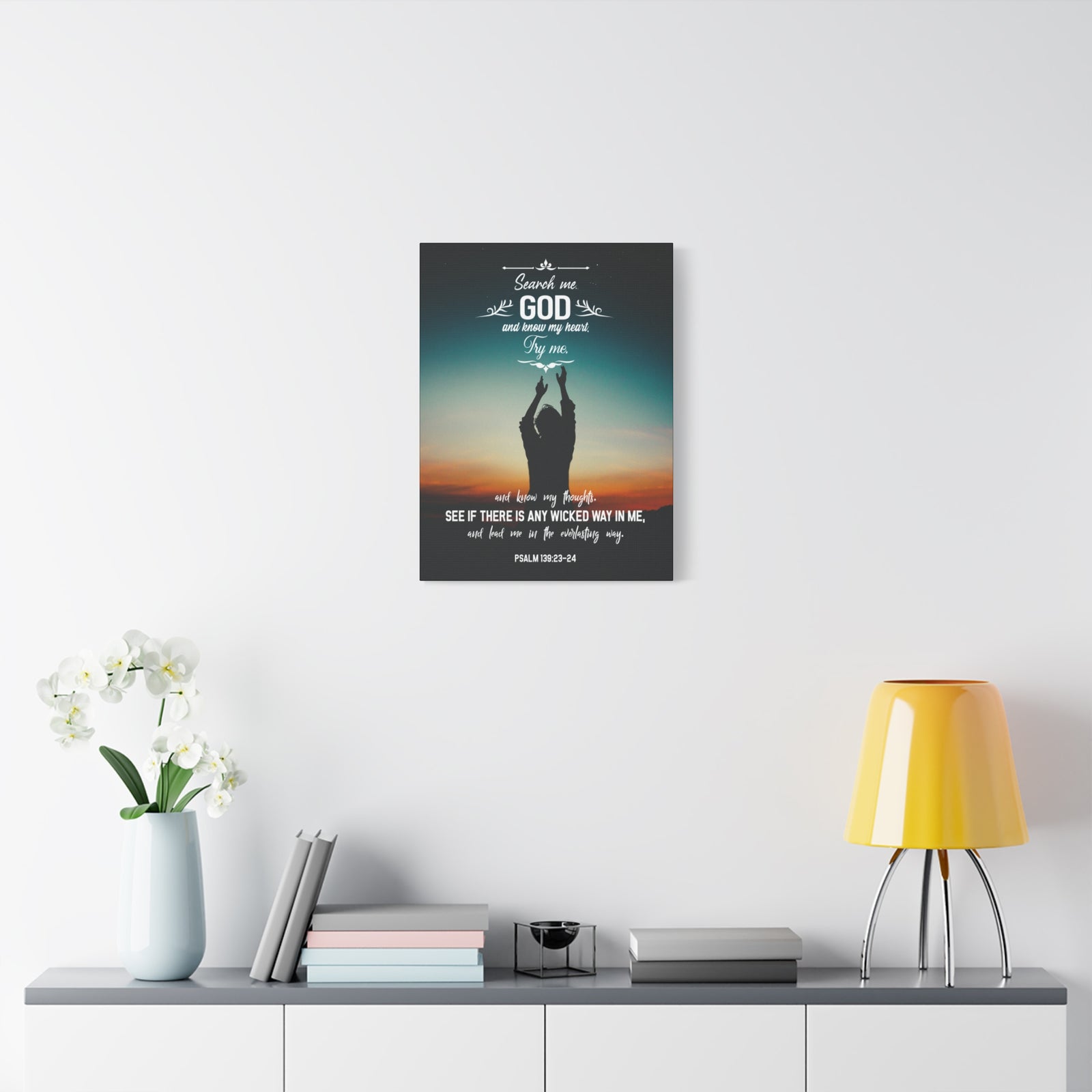 Scripture Canvas The Everlasting Way Psalm 139:23‭-‬24 Christian Wall Art Bible Verse Print Ready to Hang-Express Your Love Gifts