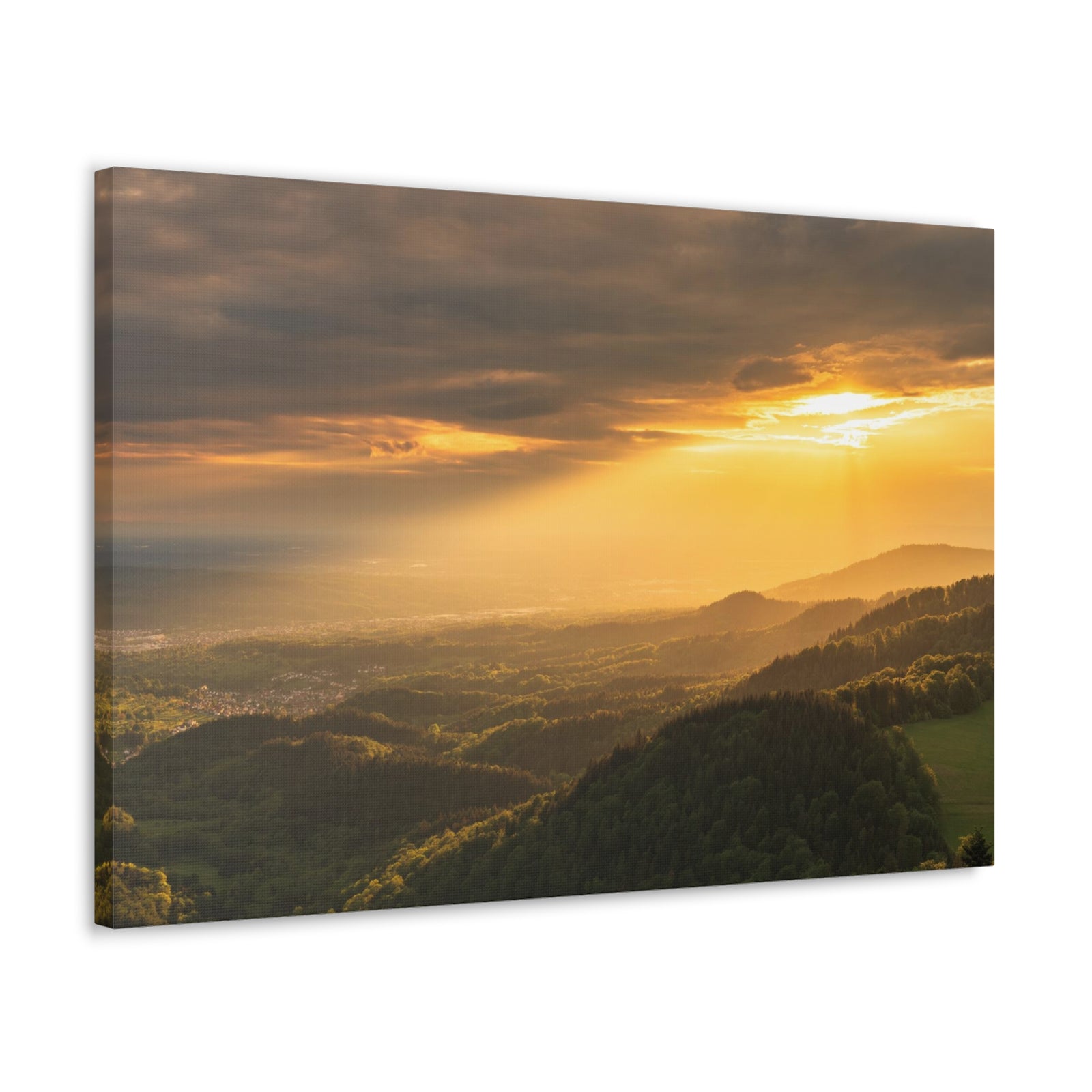 Sunrise Over Golden Mountains Nature Wilderness Photography Canvas Wall Art for Home Decor Ready-to-Hang-Express Your Love Gifts