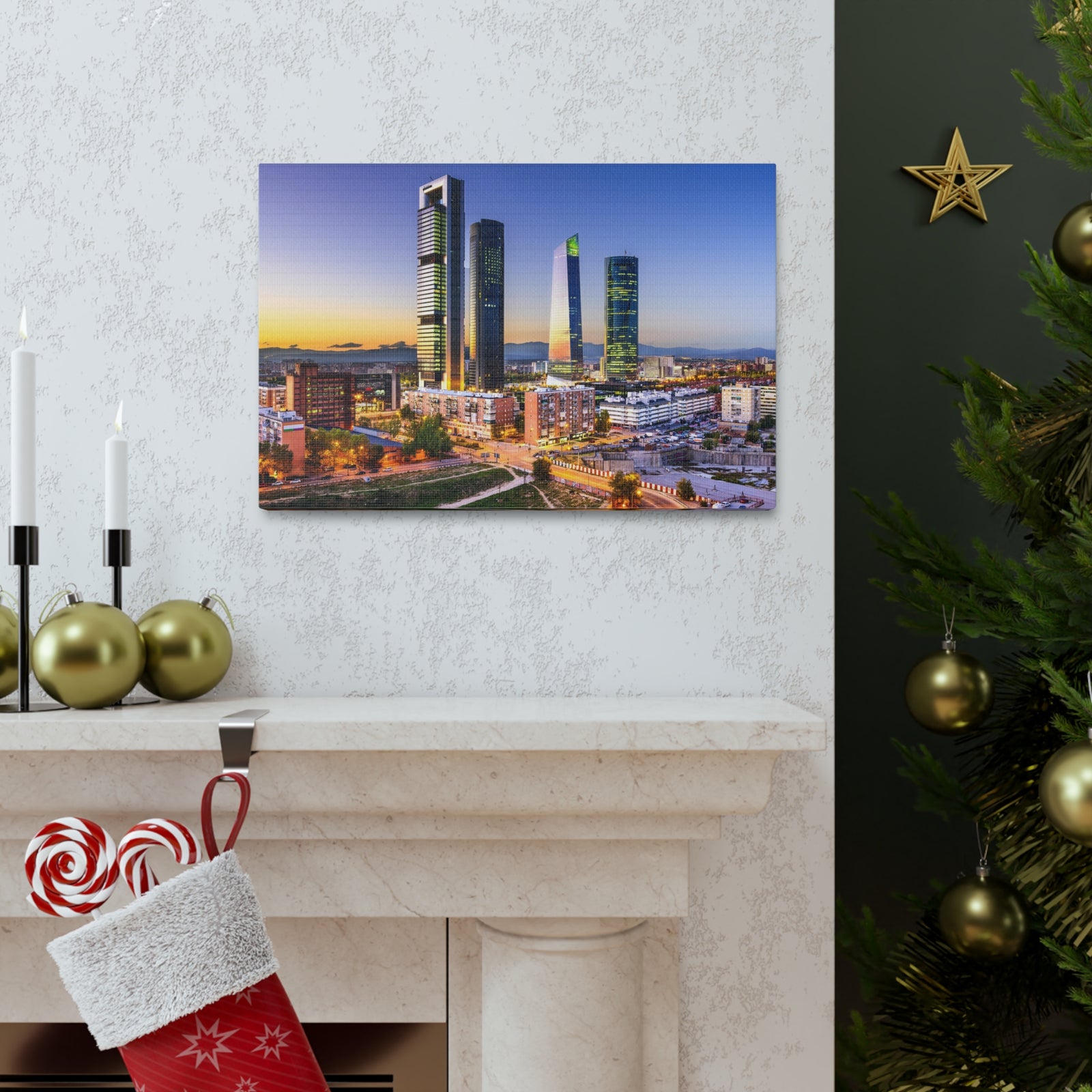Madrid Night Skyline Canvas Artwork High-Quality Breathtaking Stunning Cityscape for Home Decor Ready to Hang-Express Your Love Gifts