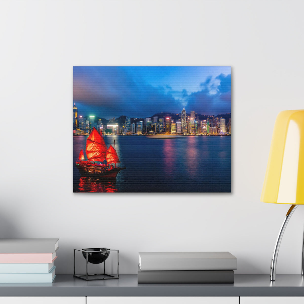 Hong Kong Night Skyline Canvas Artwork High-Quality Breathtaking Stunning Cityscape for Home Decor Ready to Hang-Express Your Love Gifts