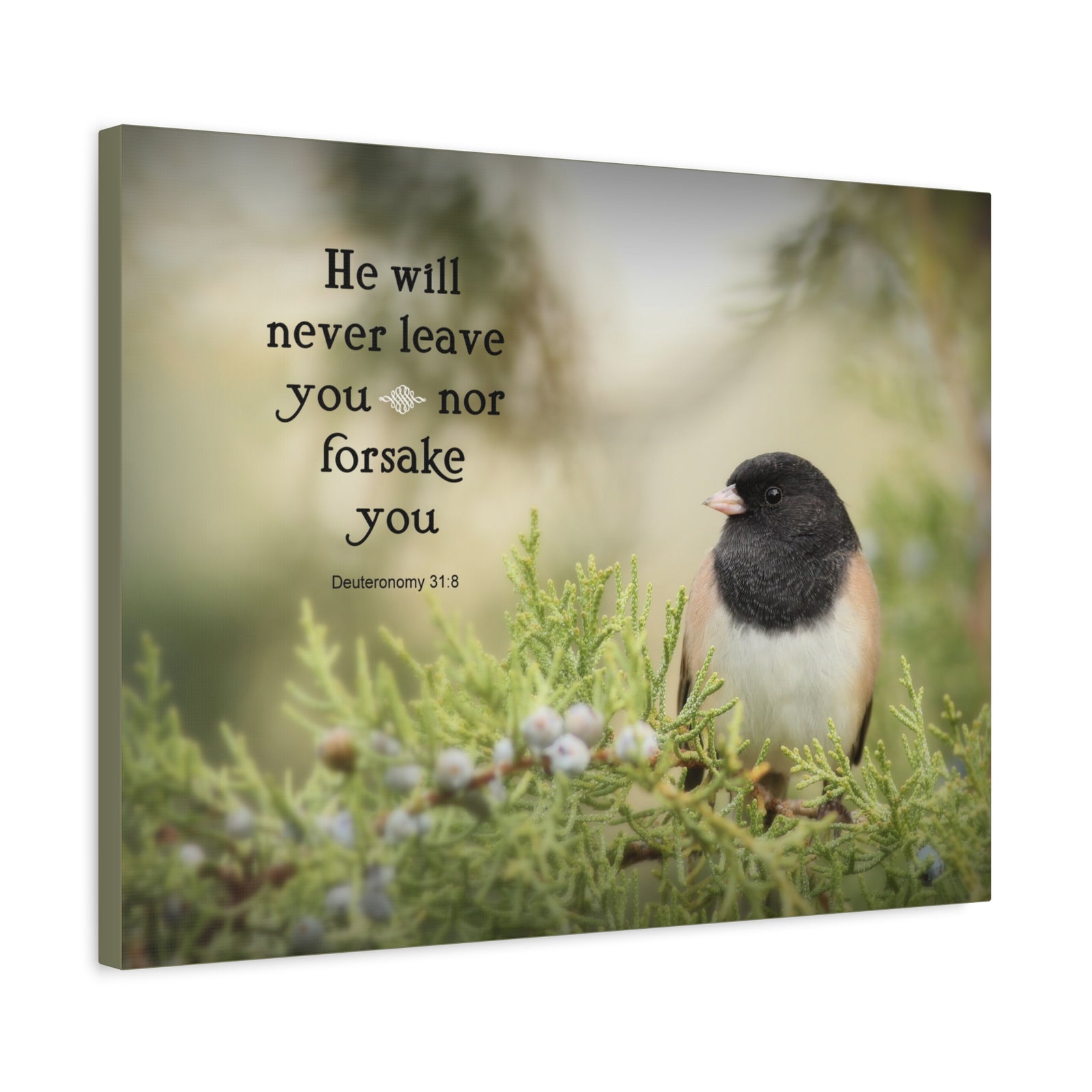 Scripture Canvas Never Forsake Deuteronomy 31:8 Christian Wall Art Bible Verse Print Ready to Hang-Express Your Love Gifts