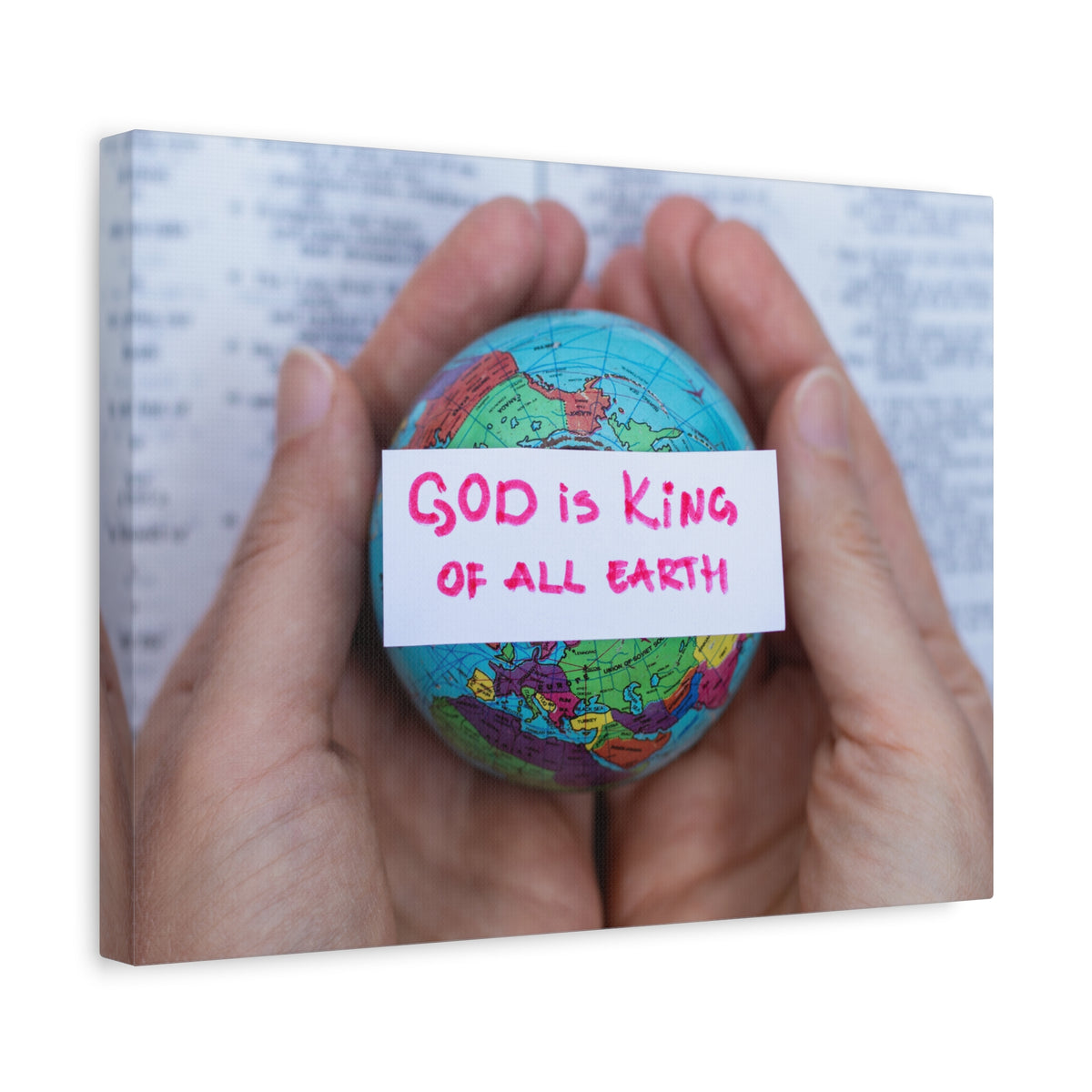 Scripture Canvas King Of All Earth Psalm 29:10 Christian Wall Art Bible Verse Print Ready to Hang-Express Your Love Gifts