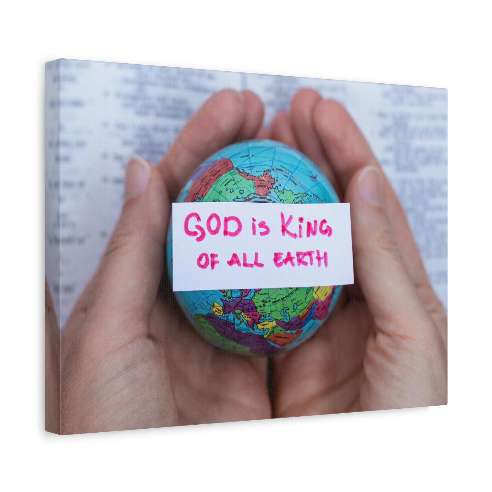 Scripture Canvas King Of All Earth Psalm 29:10 Christian Wall Art Bible Verse Print Ready to Hang-Express Your Love Gifts