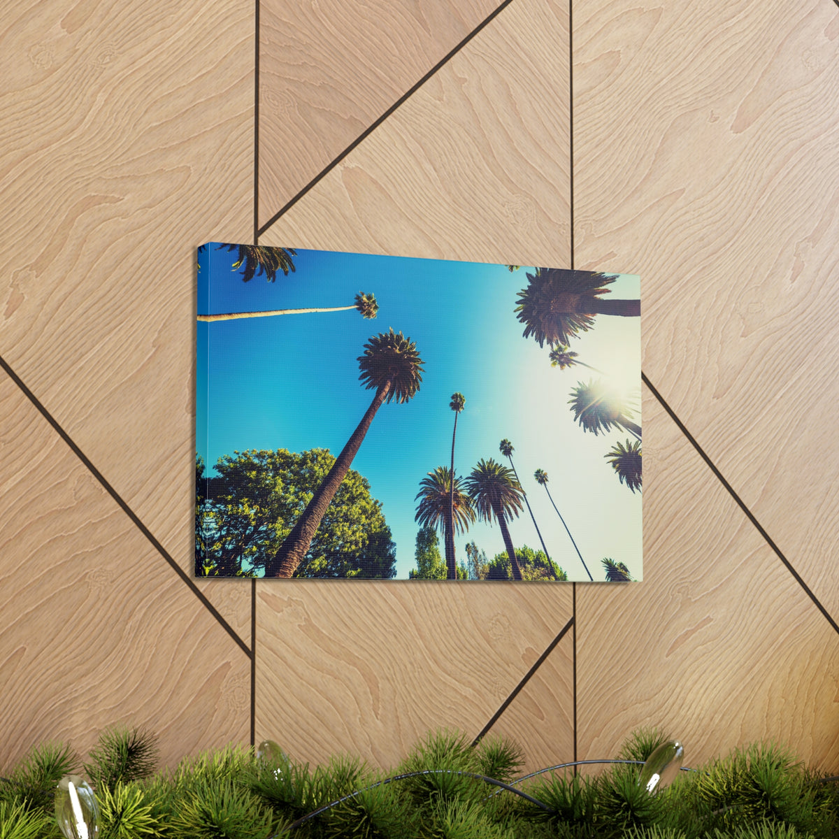 Los Angeles Sky Palm Trees Nature Wilderness Photography Canvas Wall Art for Home Decor Ready-to-Hang-Express Your Love Gifts