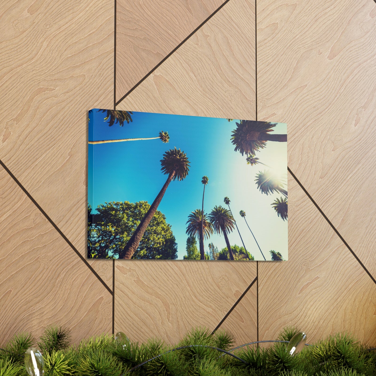 Los Angeles Sky Palm Trees Nature Wilderness Photography Canvas Wall Art for Home Decor Ready-to-Hang-Express Your Love Gifts