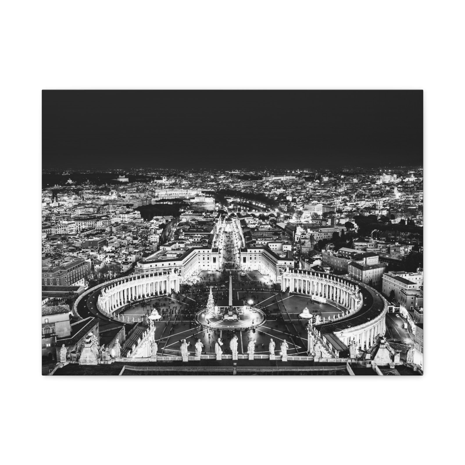 Rome Black And White Skyline Canvas Artwork High-Quality Breathtaking Stunning Cityscape for Home Decor Ready to Hang-Express Your Love Gifts