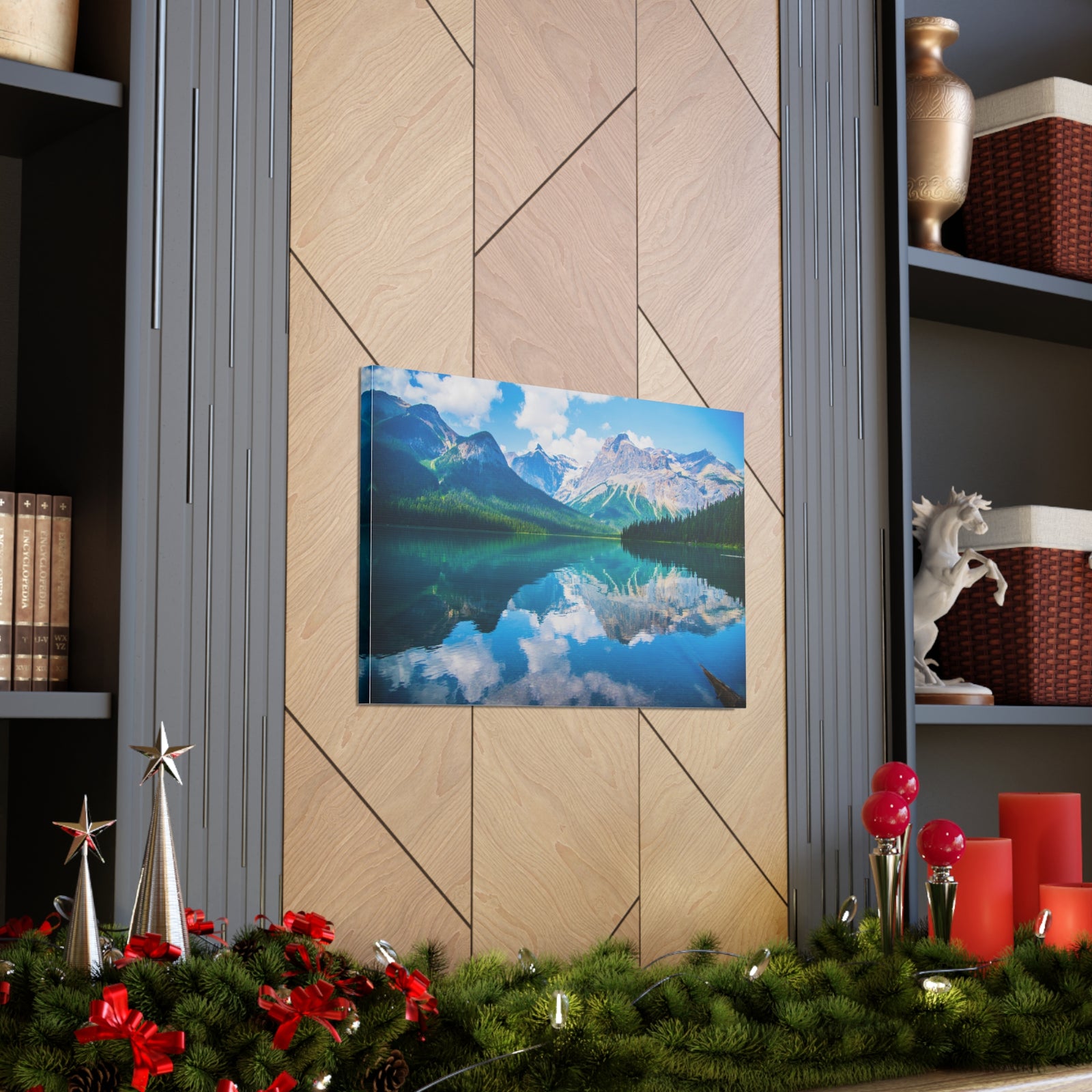 Mountain Lake Winter Nature Wilderness Photography Canvas Wall Art for Home Decor Ready-to-Hang-Express Your Love Gifts