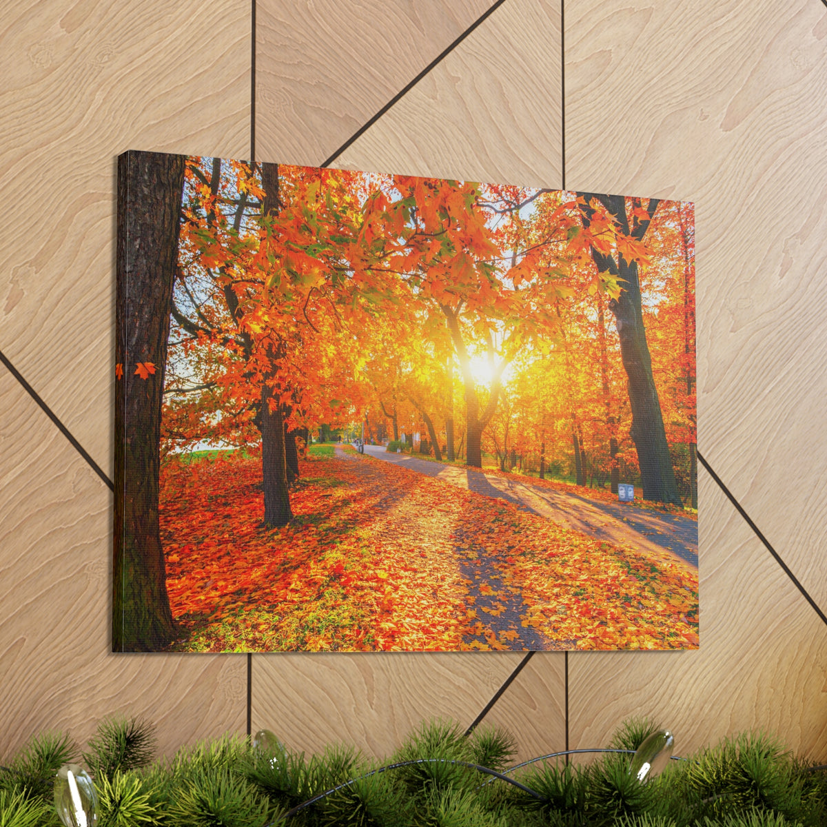 Autumn Forest Path Forest Floral Nature Photography Canvas Wall Art for Home Decor Ready-to-Hang-Express Your Love Gifts