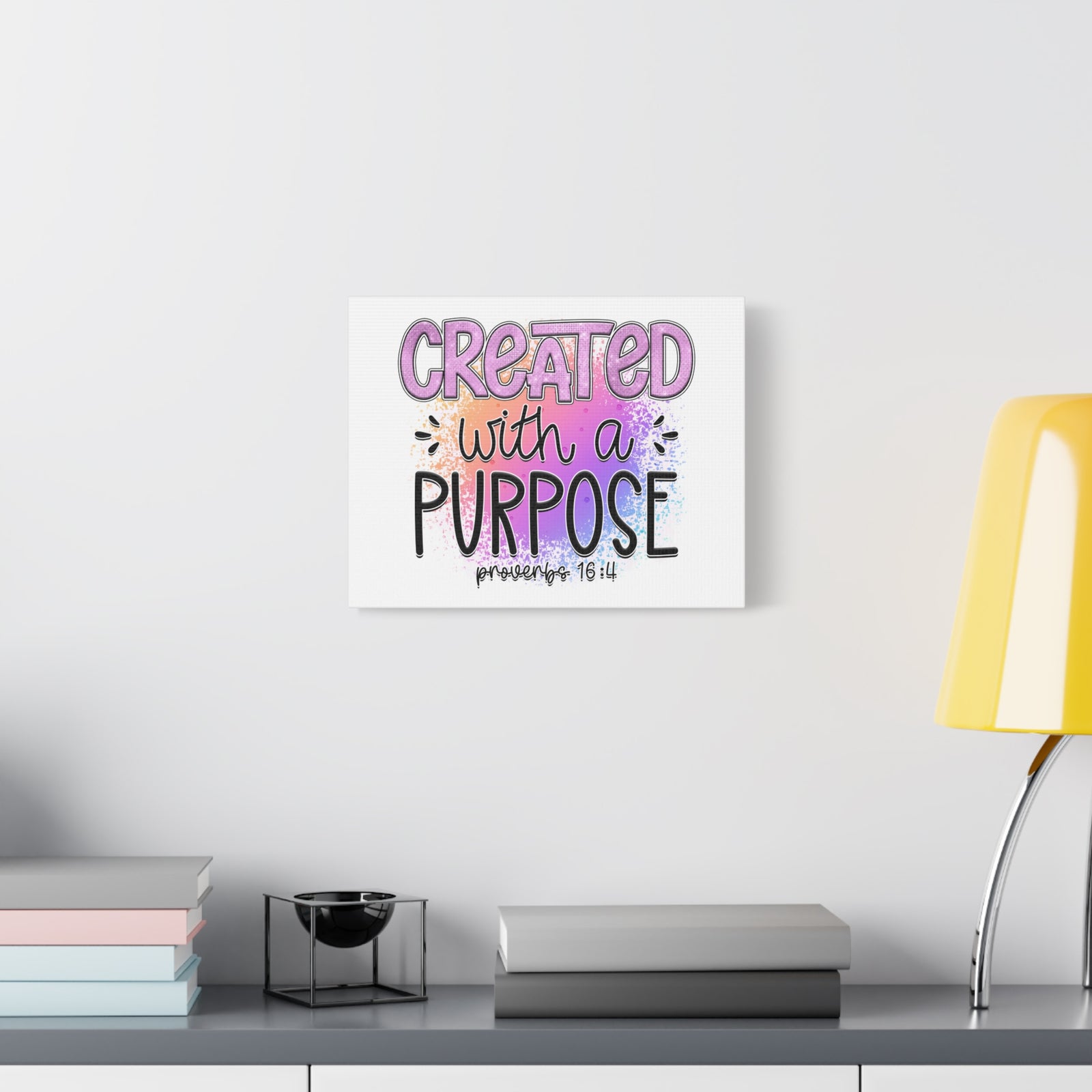 Scripture Walls Proverbs 16:4 Created With a Purpose Purple Bible Verse Canvas Christian Wall Art Ready to Hang Unframed-Express Your Love Gifts