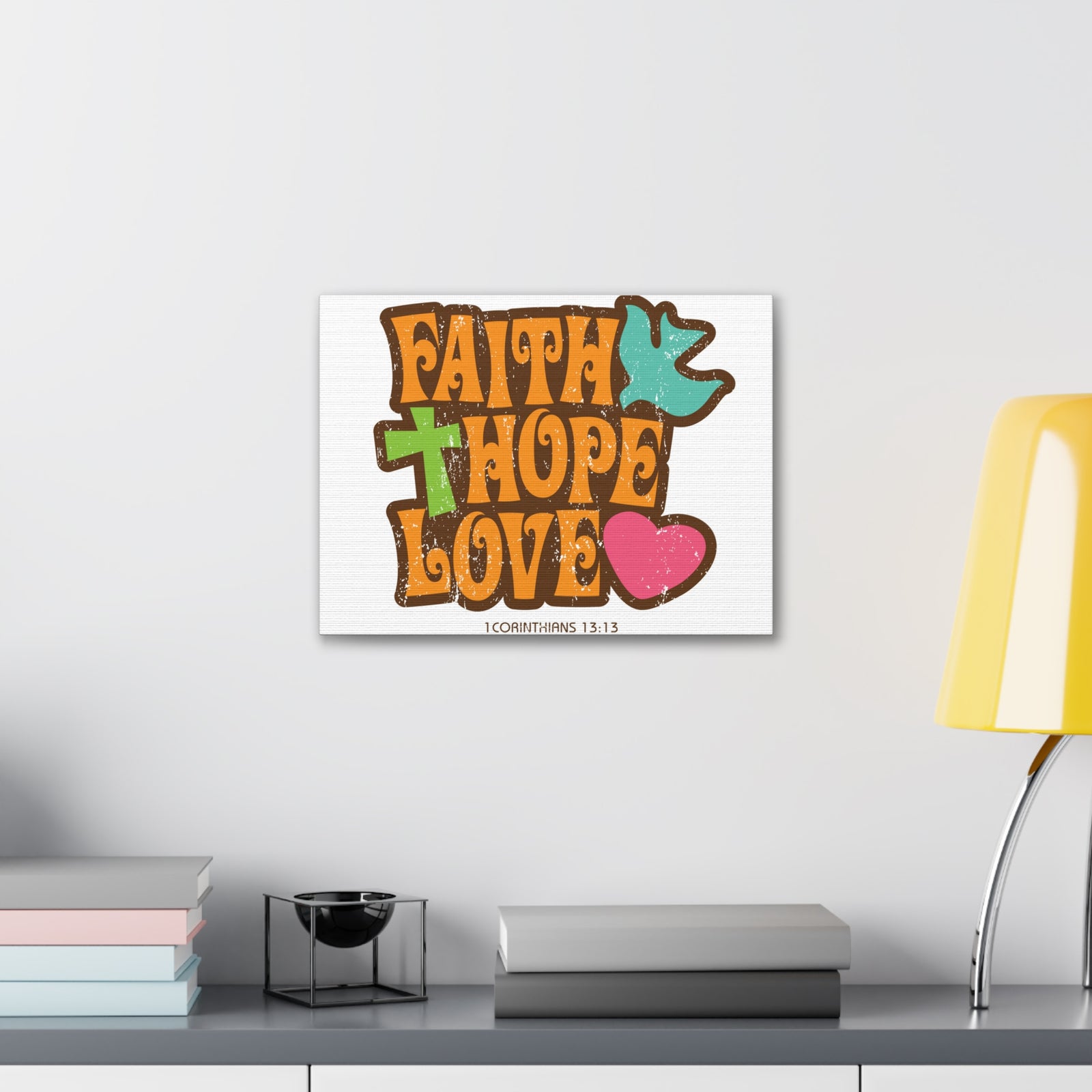 Scripture Canvas Faith Love Hope 1 Corinthians 13:13 Christian Wall Art Bible Verse Print Ready To Hang-Express Your Love Gifts