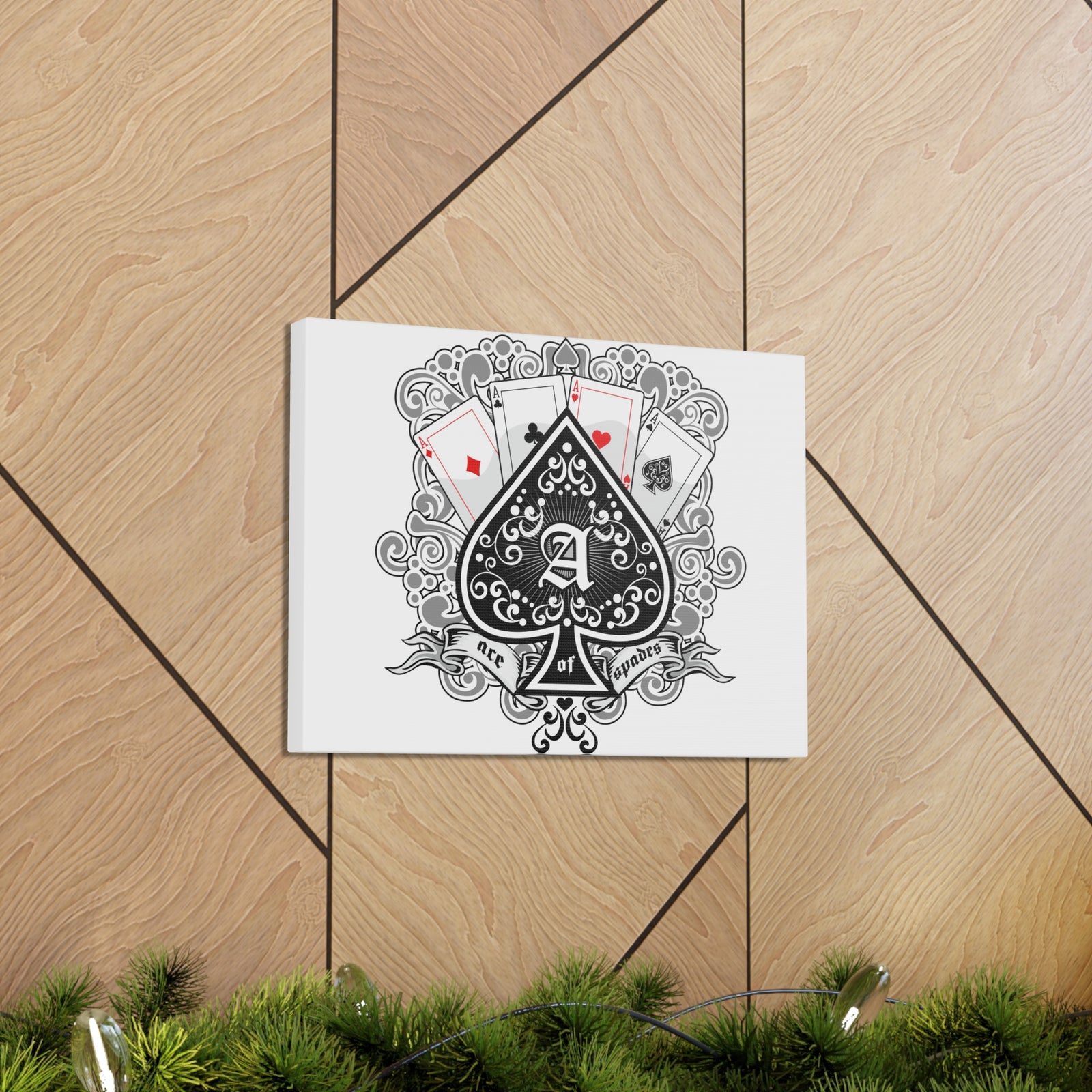 Gothic Coat Of Arms Ace Of Spades Playing Card Canvas Wall Art for Home Decor Ready-to-Hang-Express Your Love Gifts