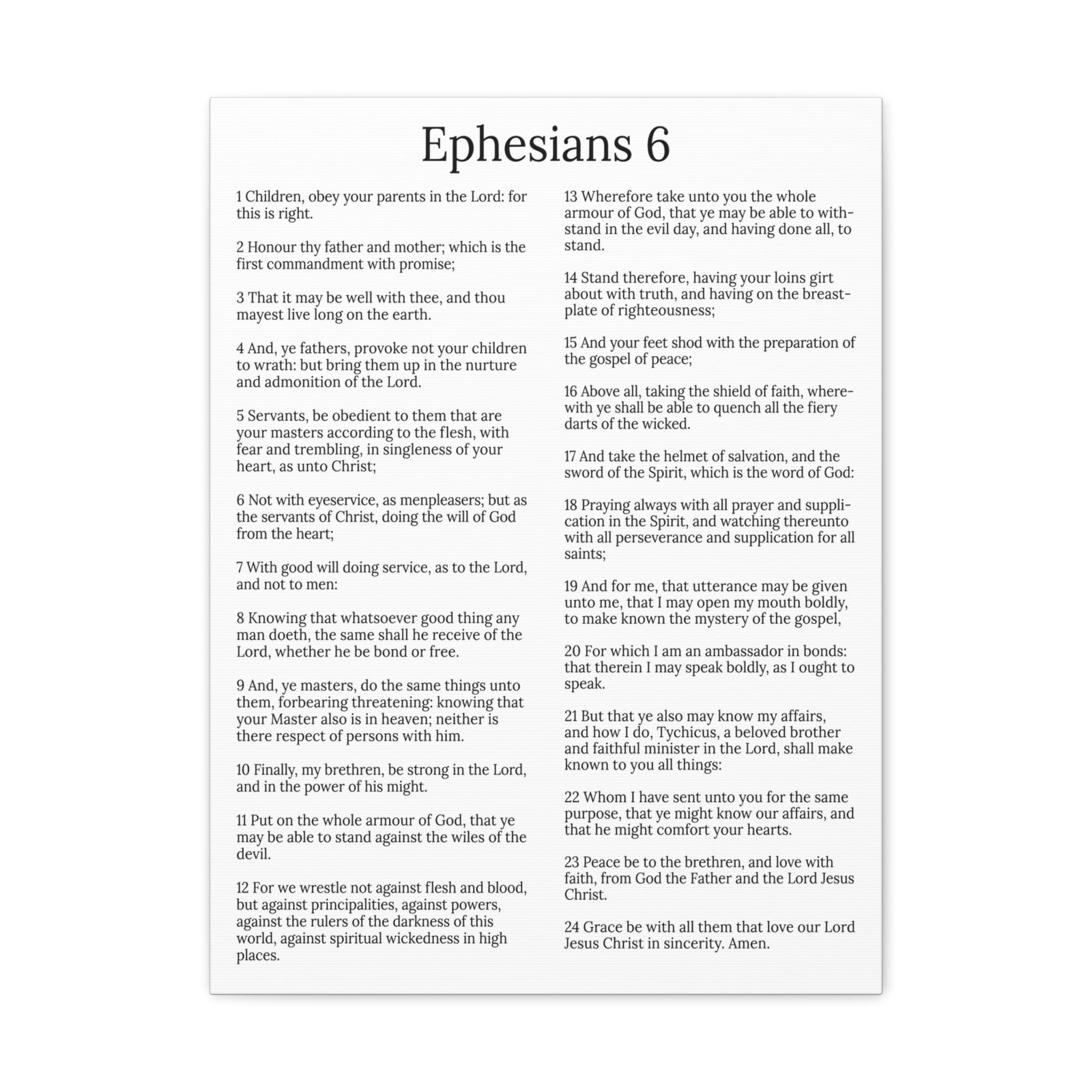 Scripture Walls Protection of the Believer Ephesians 6 Chapter White Christian Wall Art Print Ready to Hang Unframed-Express Your Love Gifts