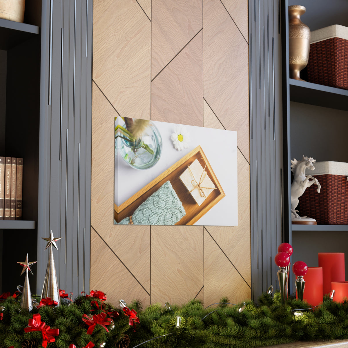 Top View Bath Forest Floral Nature Photography Canvas Wall Art for Home Decor Ready-to-Hang-Express Your Love Gifts