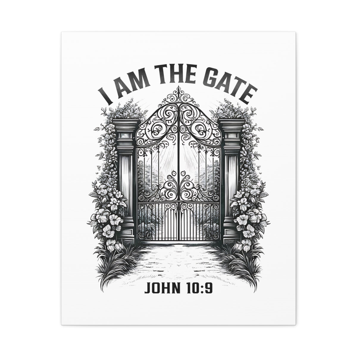 Scripture Walls John 10:9 I Am The Gate Bible Verse Canvas Christian Wall Art Ready to Hang Unframed-Express Your Love Gifts