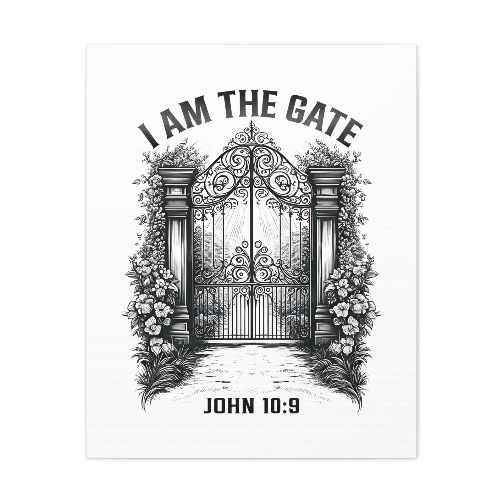 Scripture Walls John 10:9 I Am The Gate Bible Verse Canvas Christian Wall Art Ready to Hang Unframed-Express Your Love Gifts