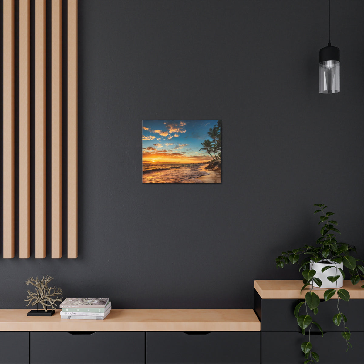 Tropical Island Beach Sunrise Ocean Canvas Wall Art for Home Decor Ready-to-Hang-Express Your Love Gifts